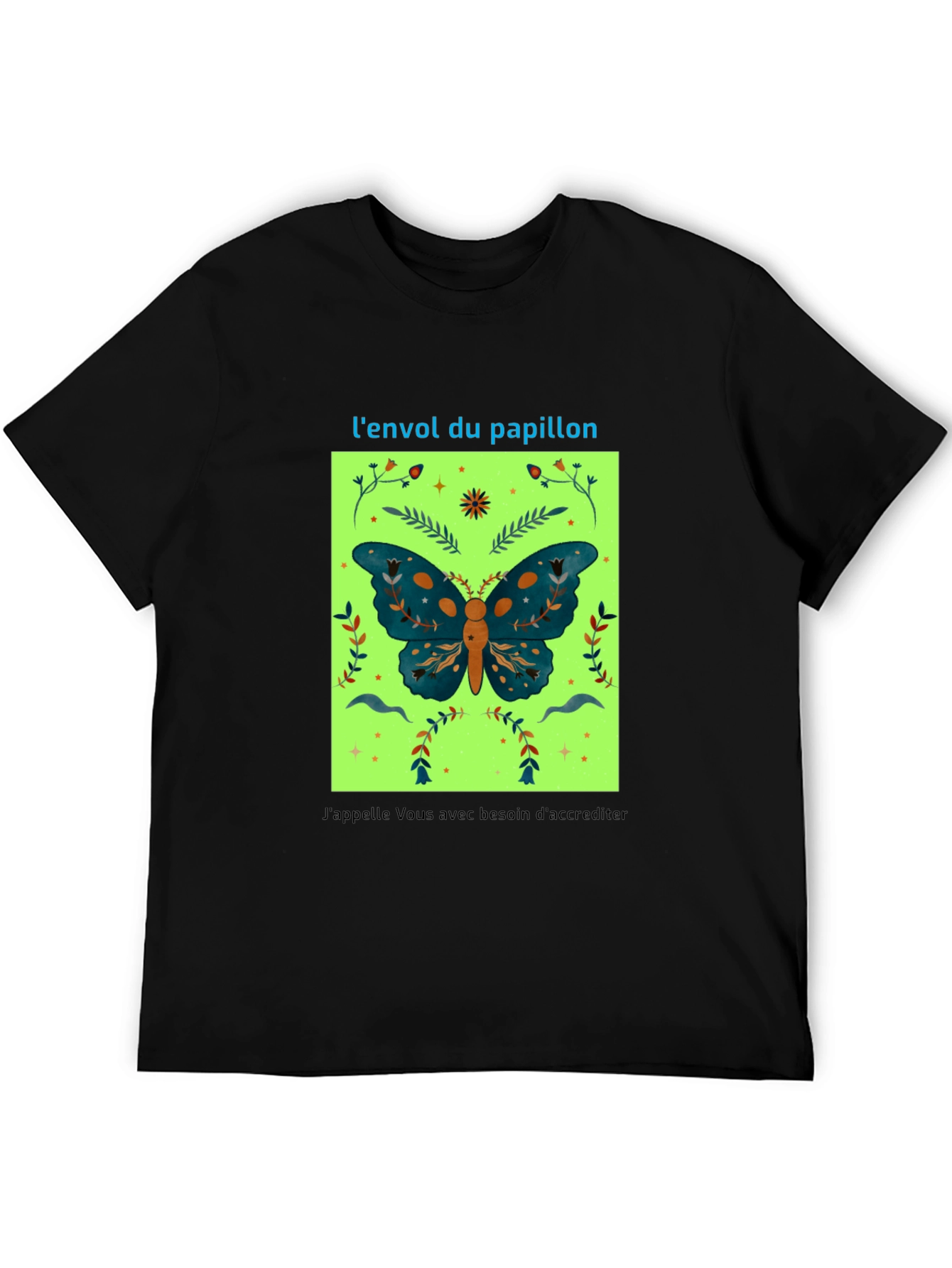 Butterfly Graphic Tee - French Slogan Design