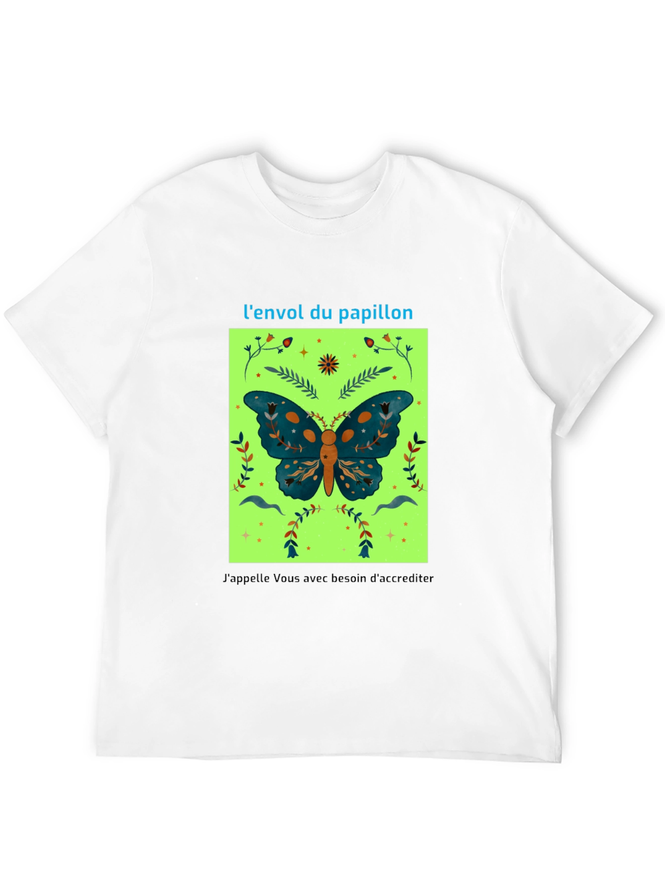 Butterfly Graphic Tee - French Slogan Design