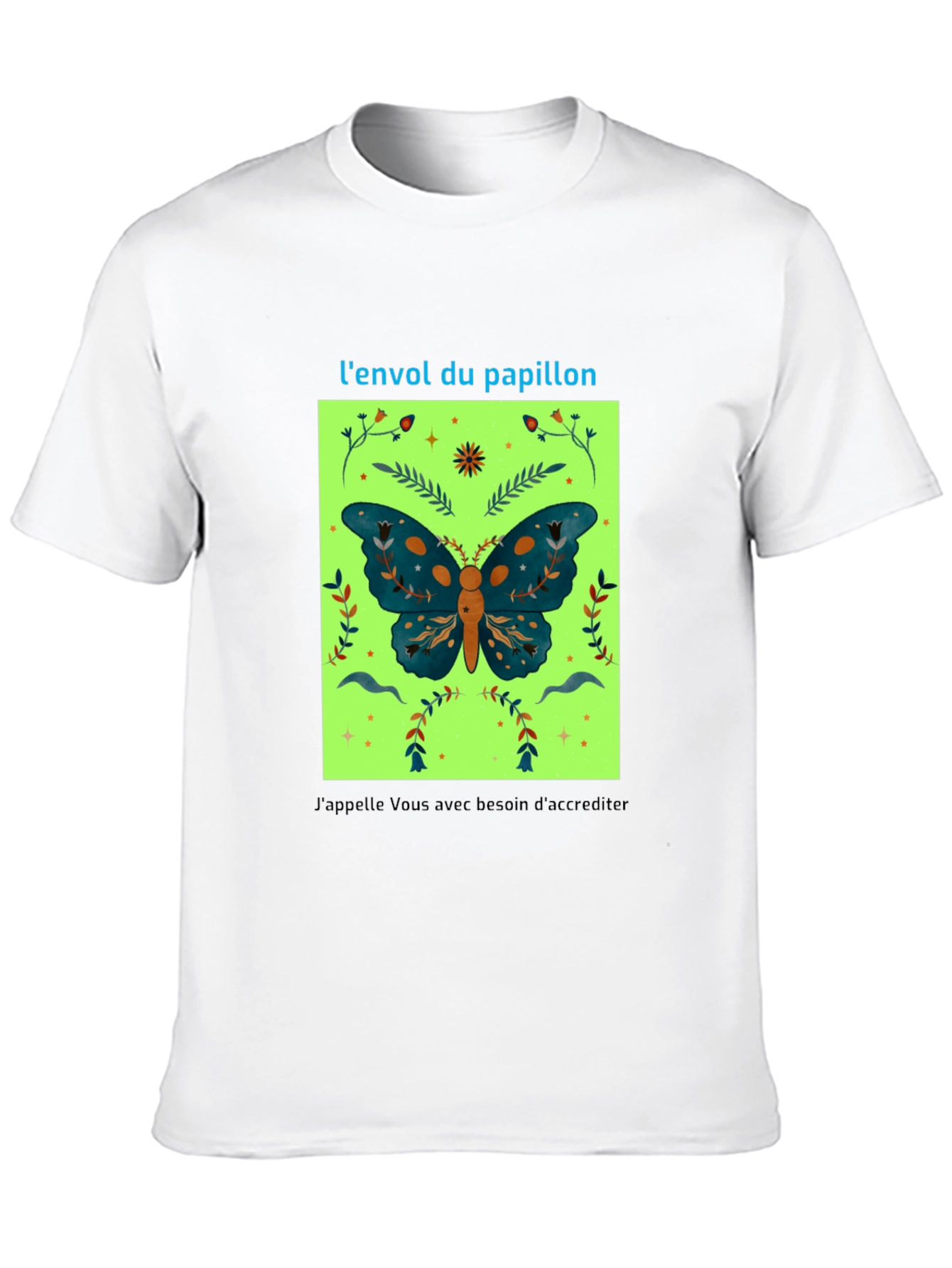 Butterfly Graphic Tee - French Slogan Design
