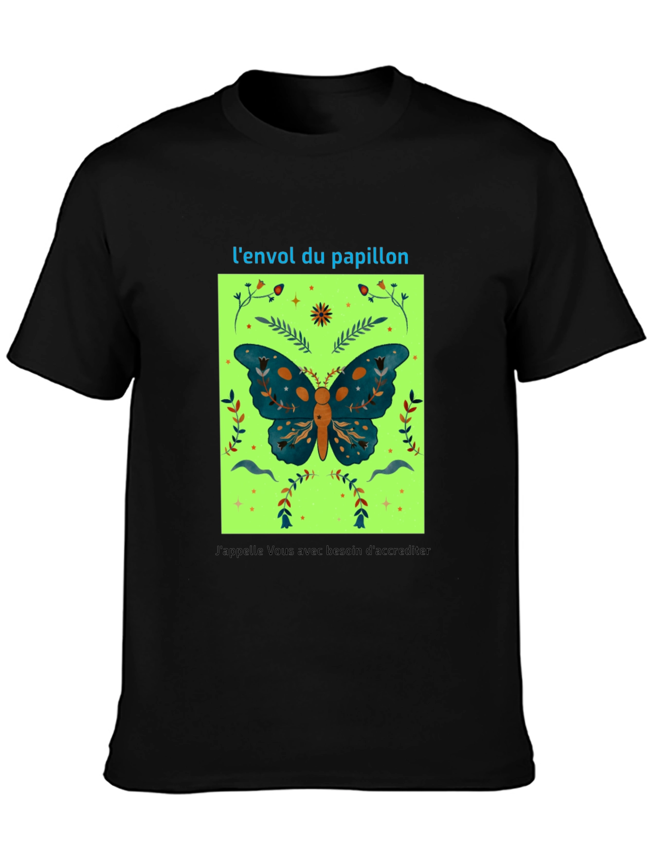 Butterfly Graphic Tee - French Slogan Design