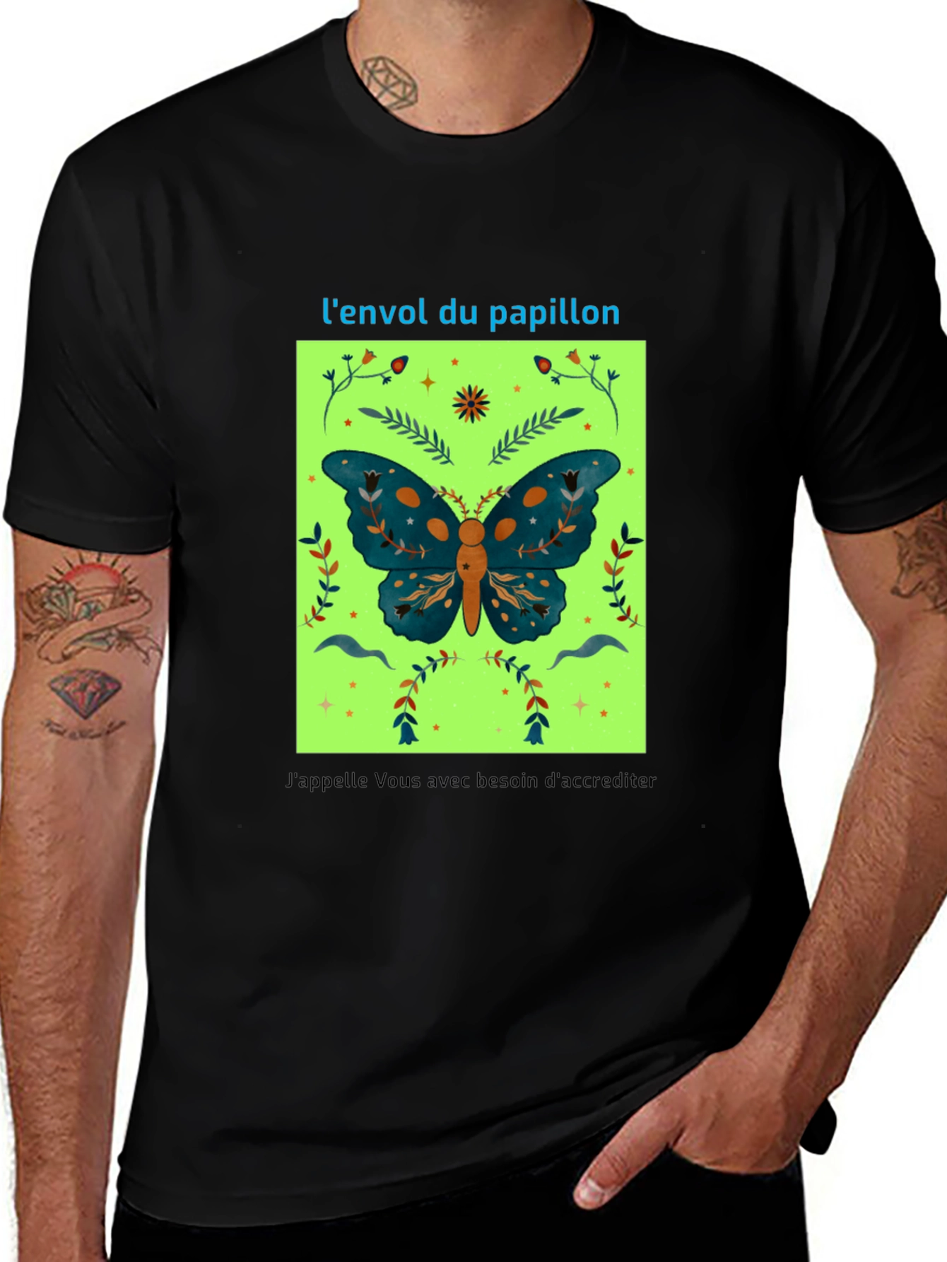 Butterfly Graphic Tee - French Slogan Design