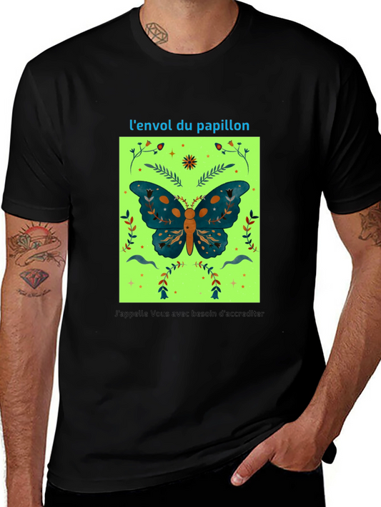 Butterfly Graphic Tee - French Slogan Design