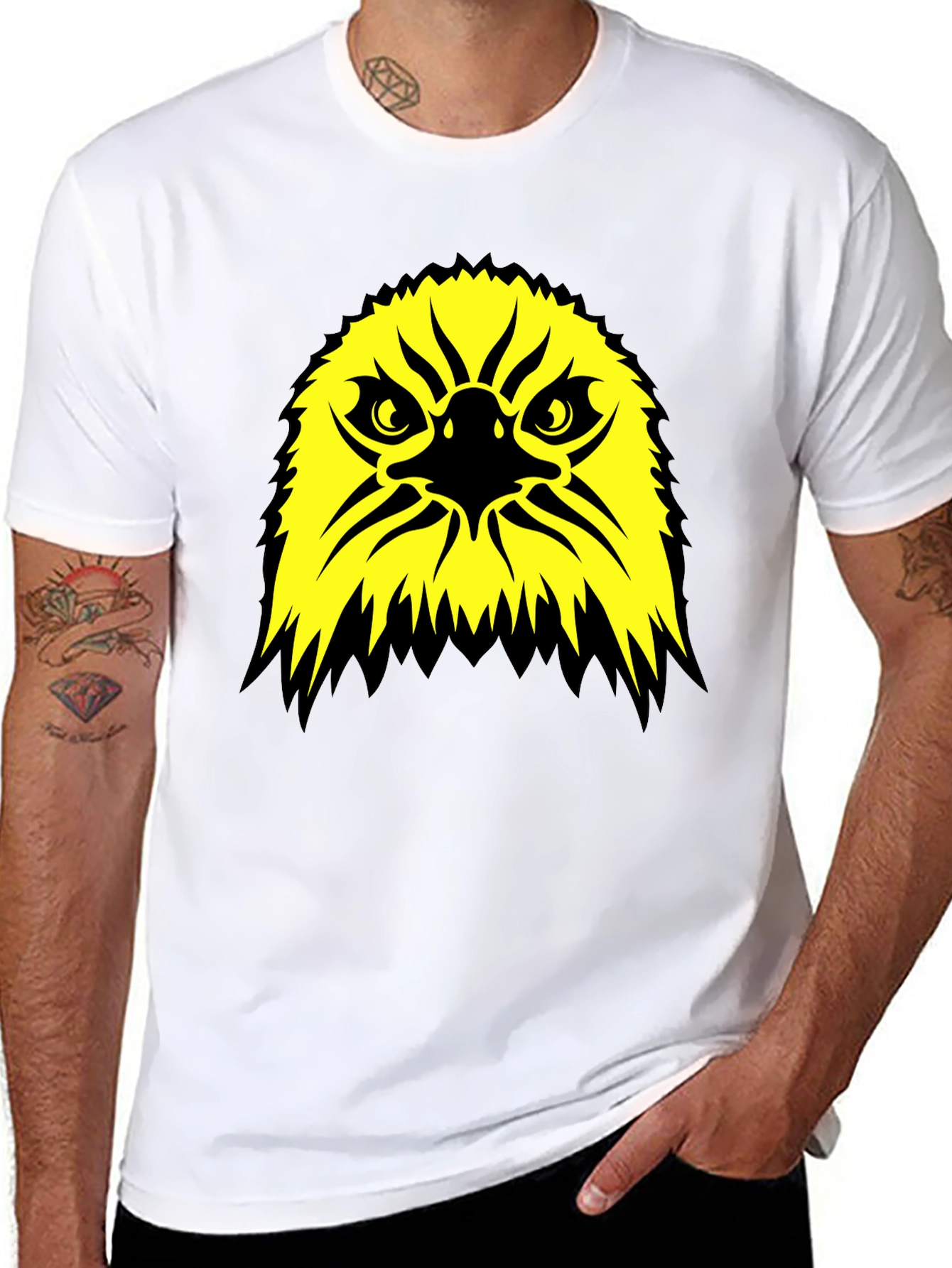 Bold Eagle Graphic Tee - Black Cotton T-Shirt