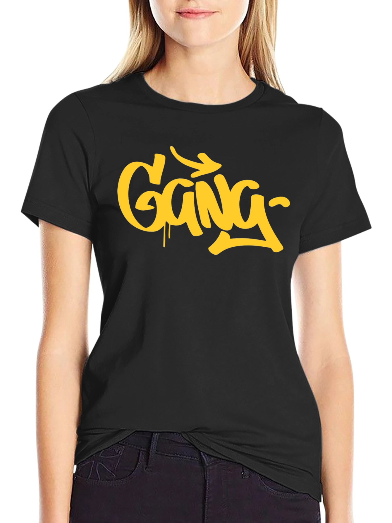 Urban Style Gang Graphic Print Black T-Shirt