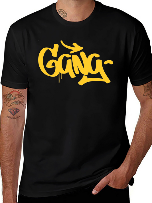 Urban Style Gang Graphic Print Black T-Shirt