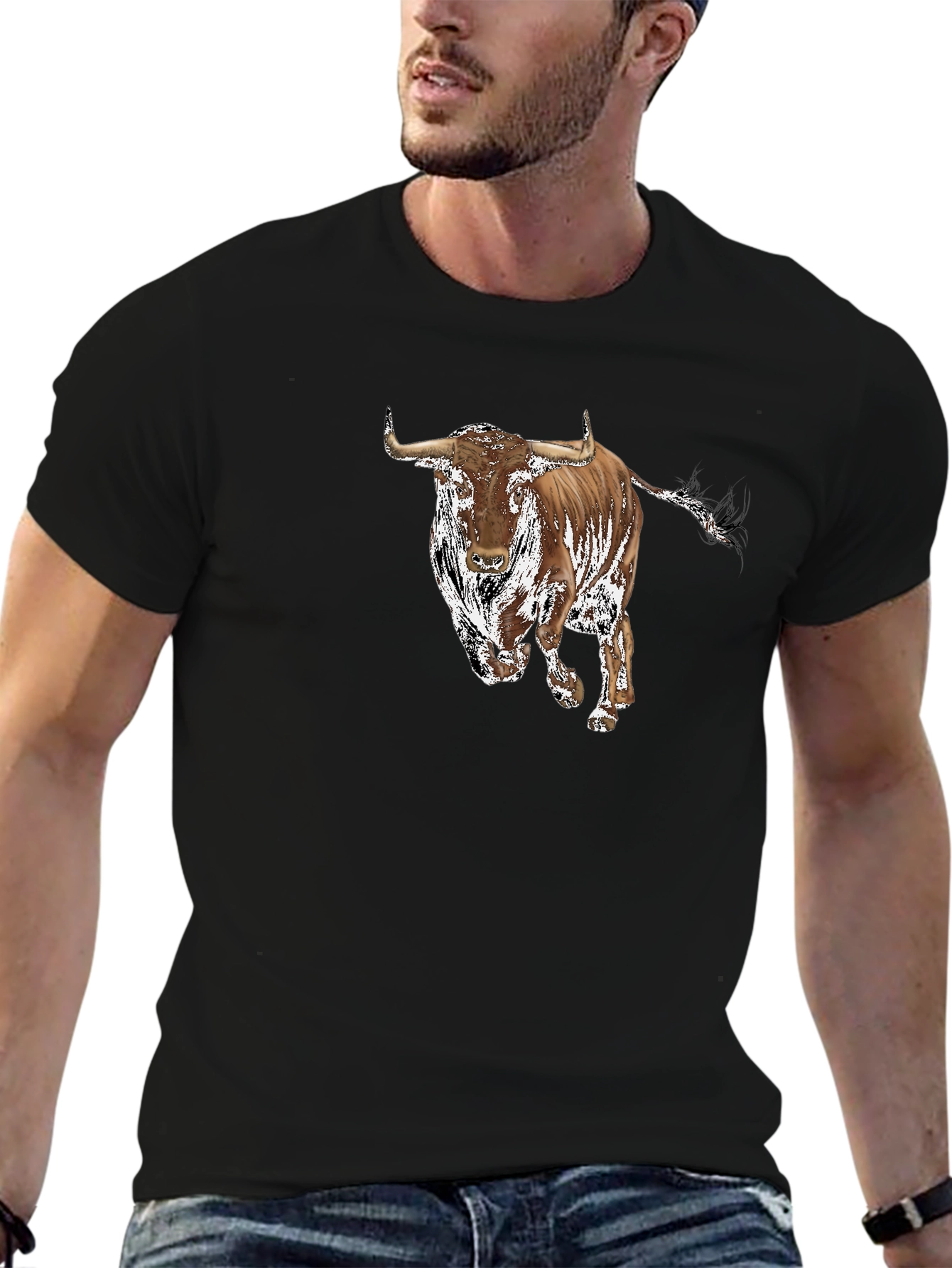 Bull Graphic Tee - Black Casual Shirt