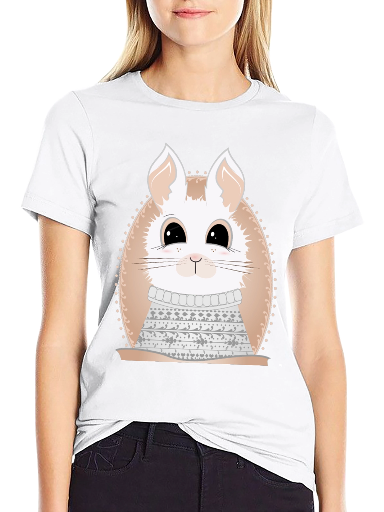 Cute Bunny in Sweater Graphic Tee - Unique Design