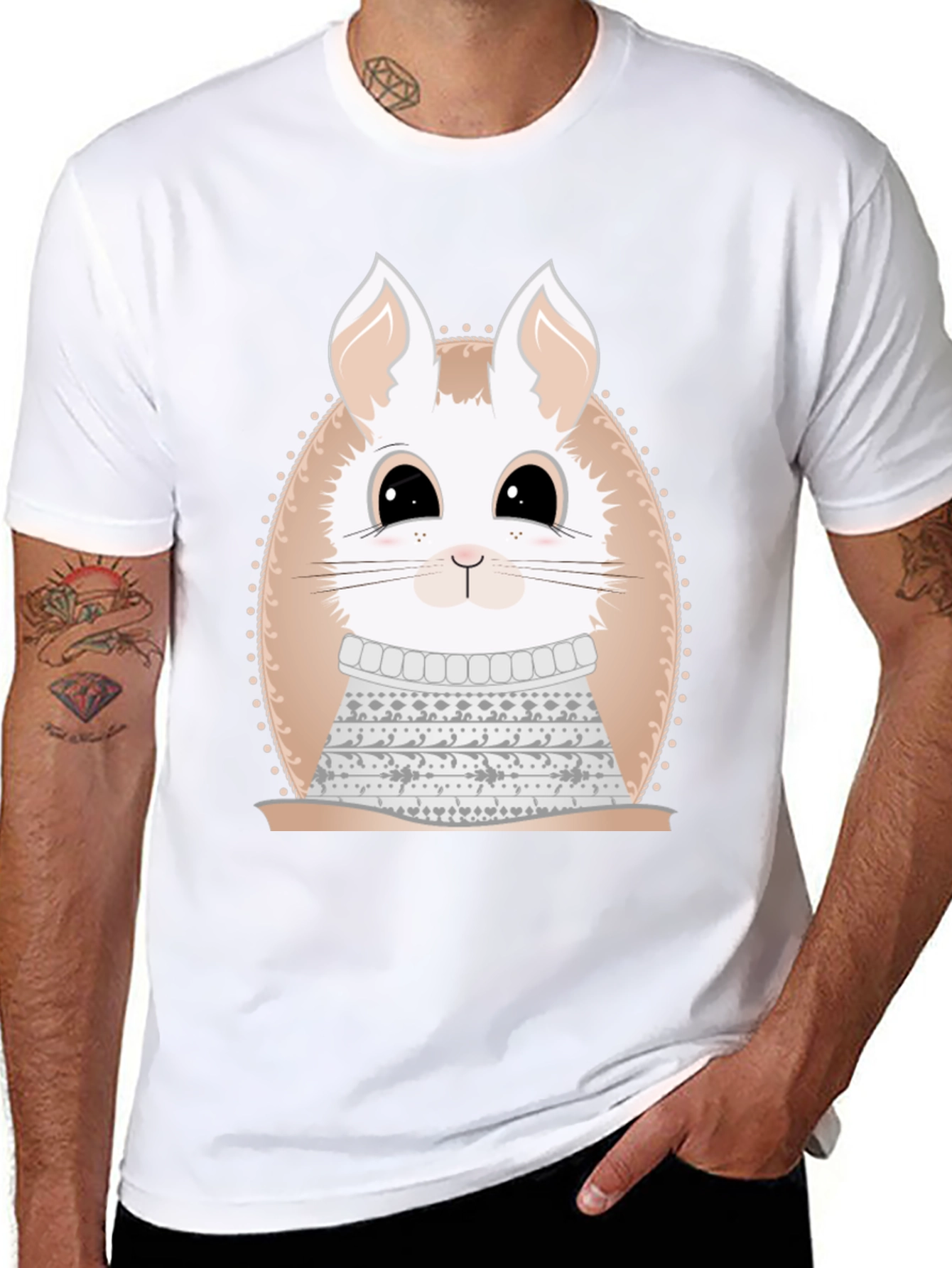 Cute Bunny in Sweater Graphic Tee - Unique Design