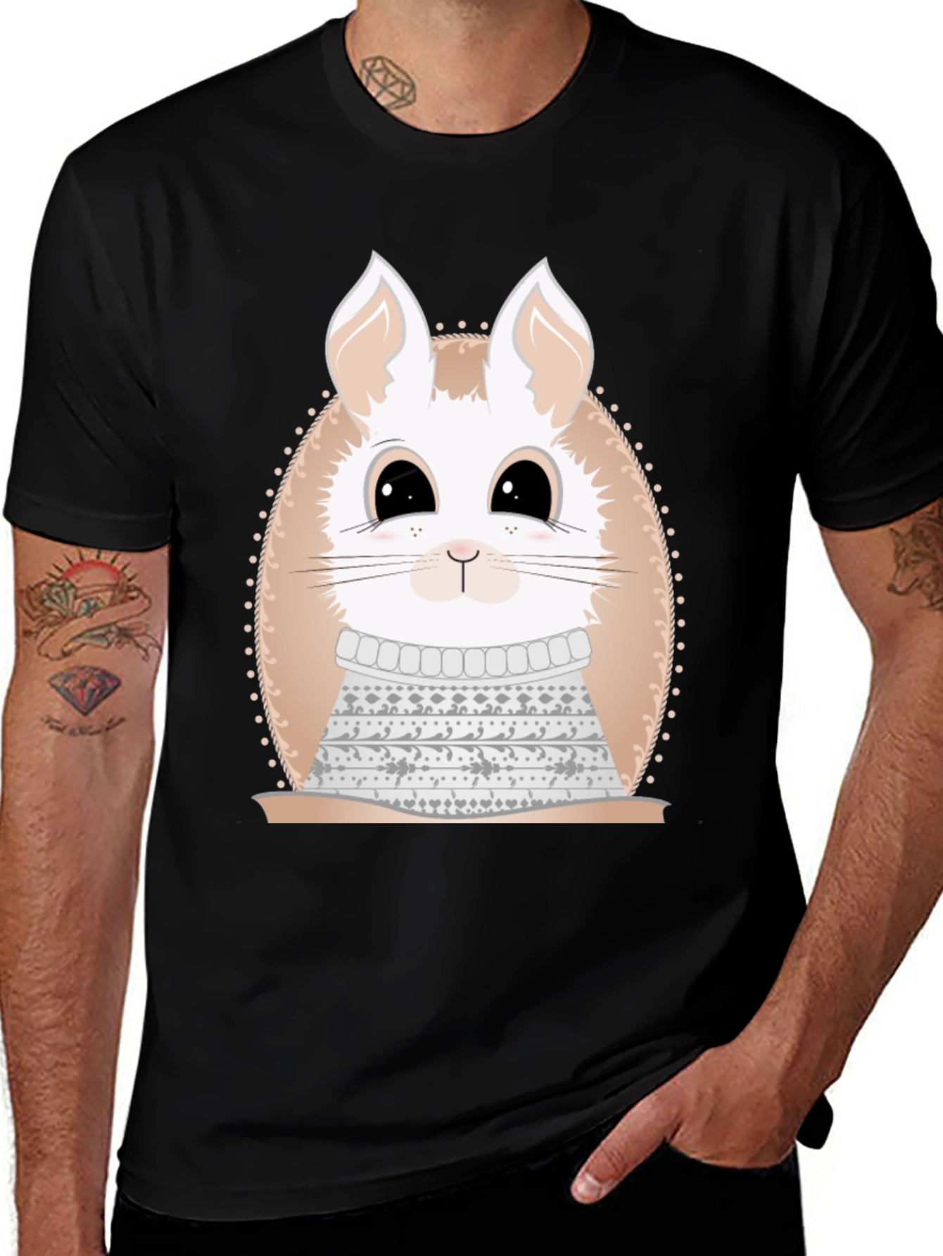 Cute Bunny in Sweater Graphic Tee - Unique Design