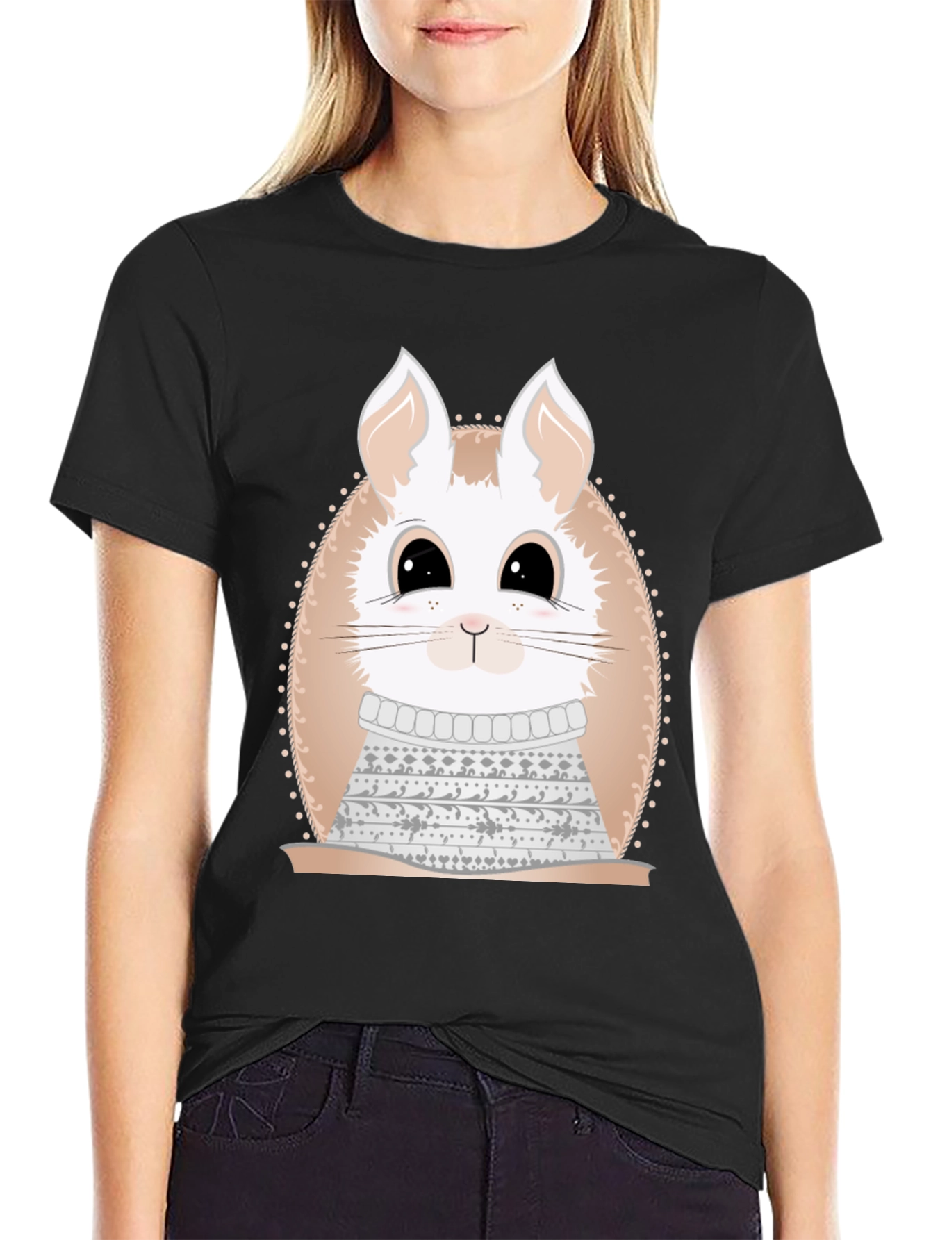 Cute Bunny in Sweater Graphic Tee - Unique Design