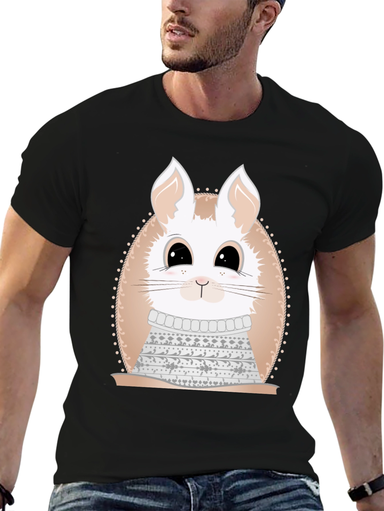 Cute Bunny in Sweater Graphic Tee - Unique Design