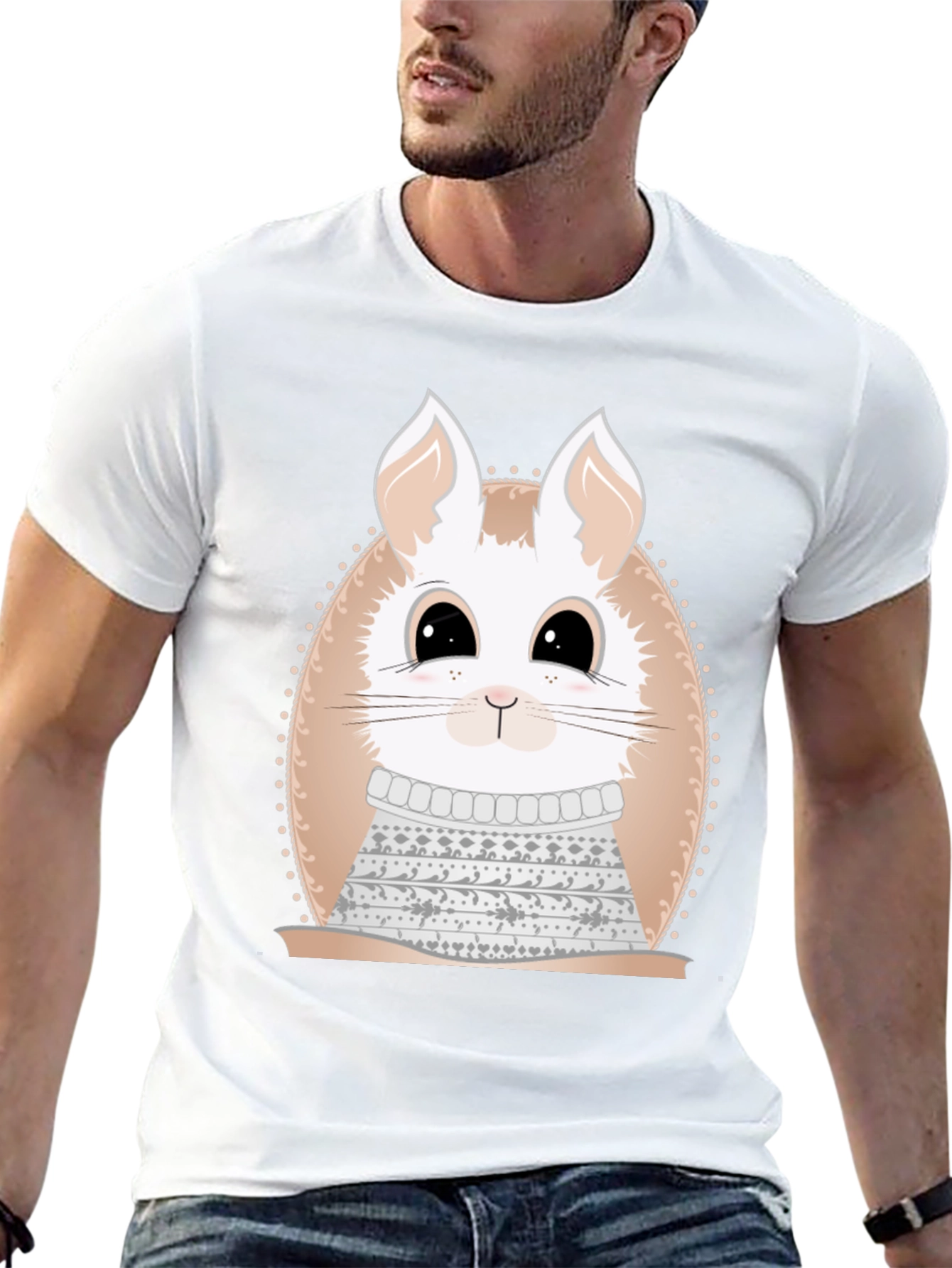 Cute Bunny in Sweater Graphic Tee - Unique Design