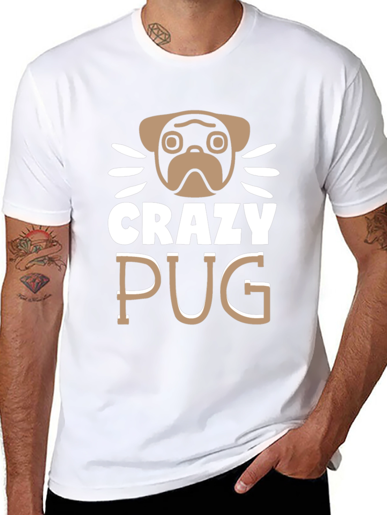 Crazy Pug Graphic Tee - Unisex Cotton T-Shirt