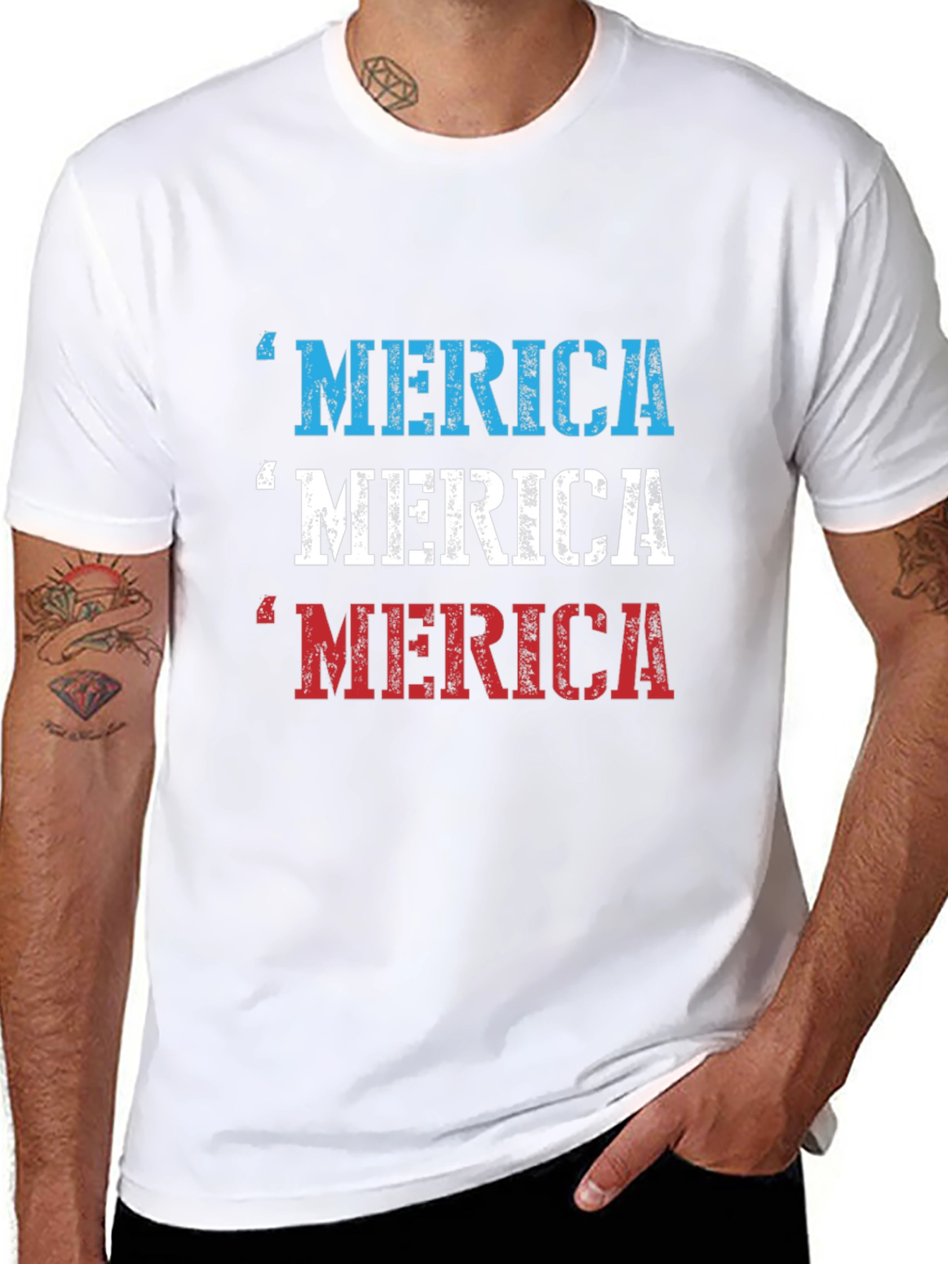 Merica Patriotic Graphic Print T-Shirt