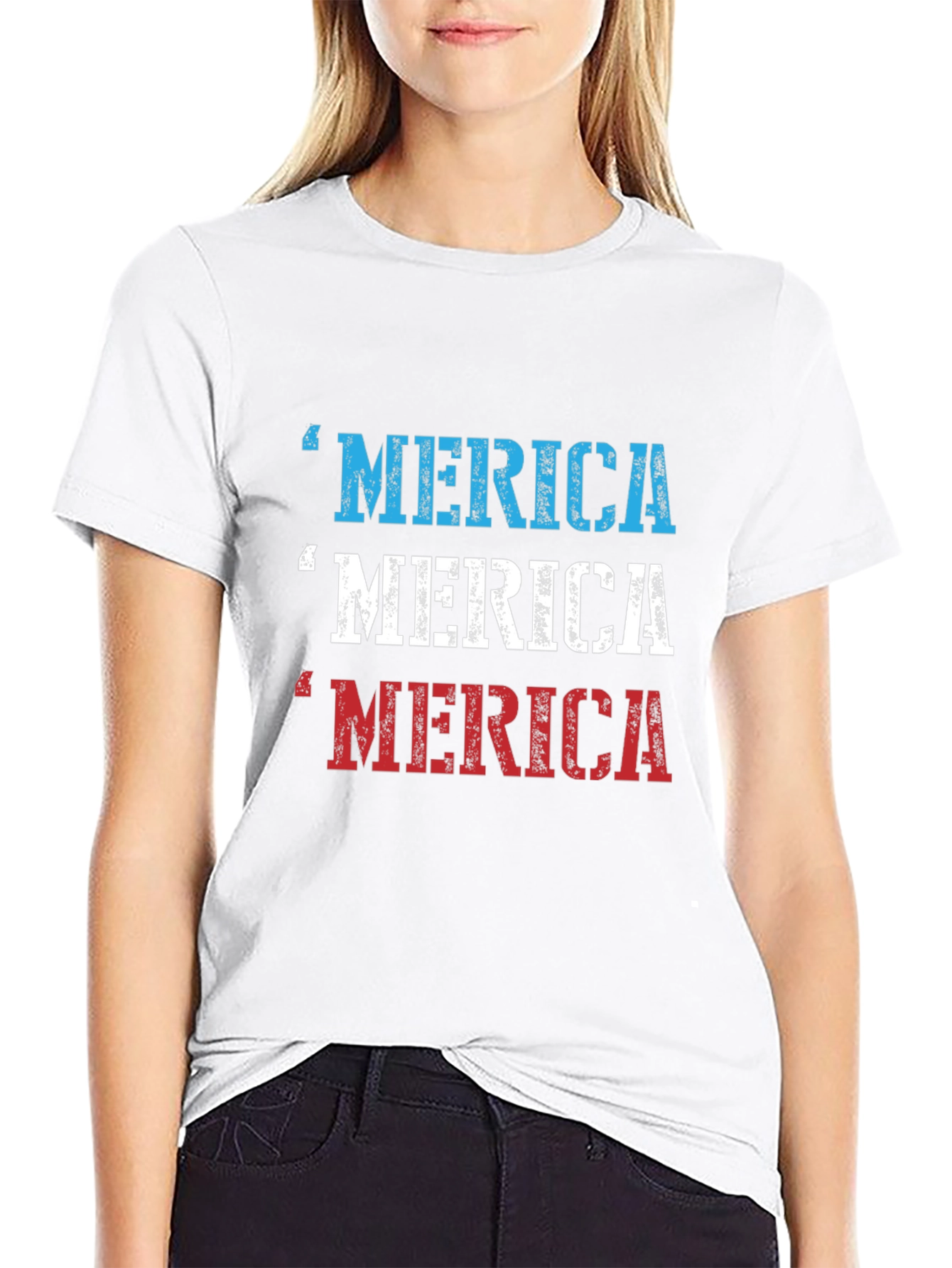 Merica Patriotic Graphic Print T-Shirt