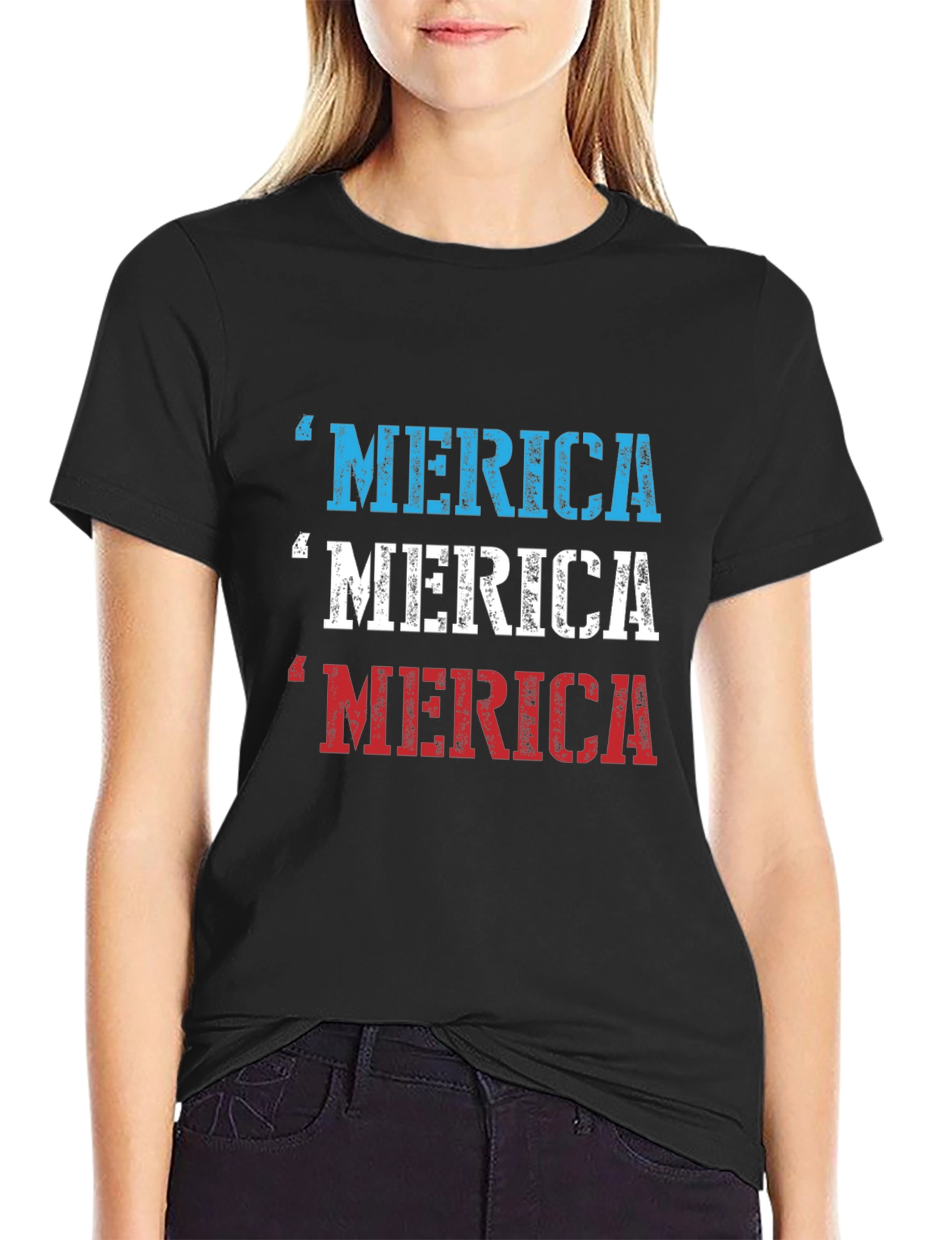 Merica Patriotic Graphic Print T-Shirt