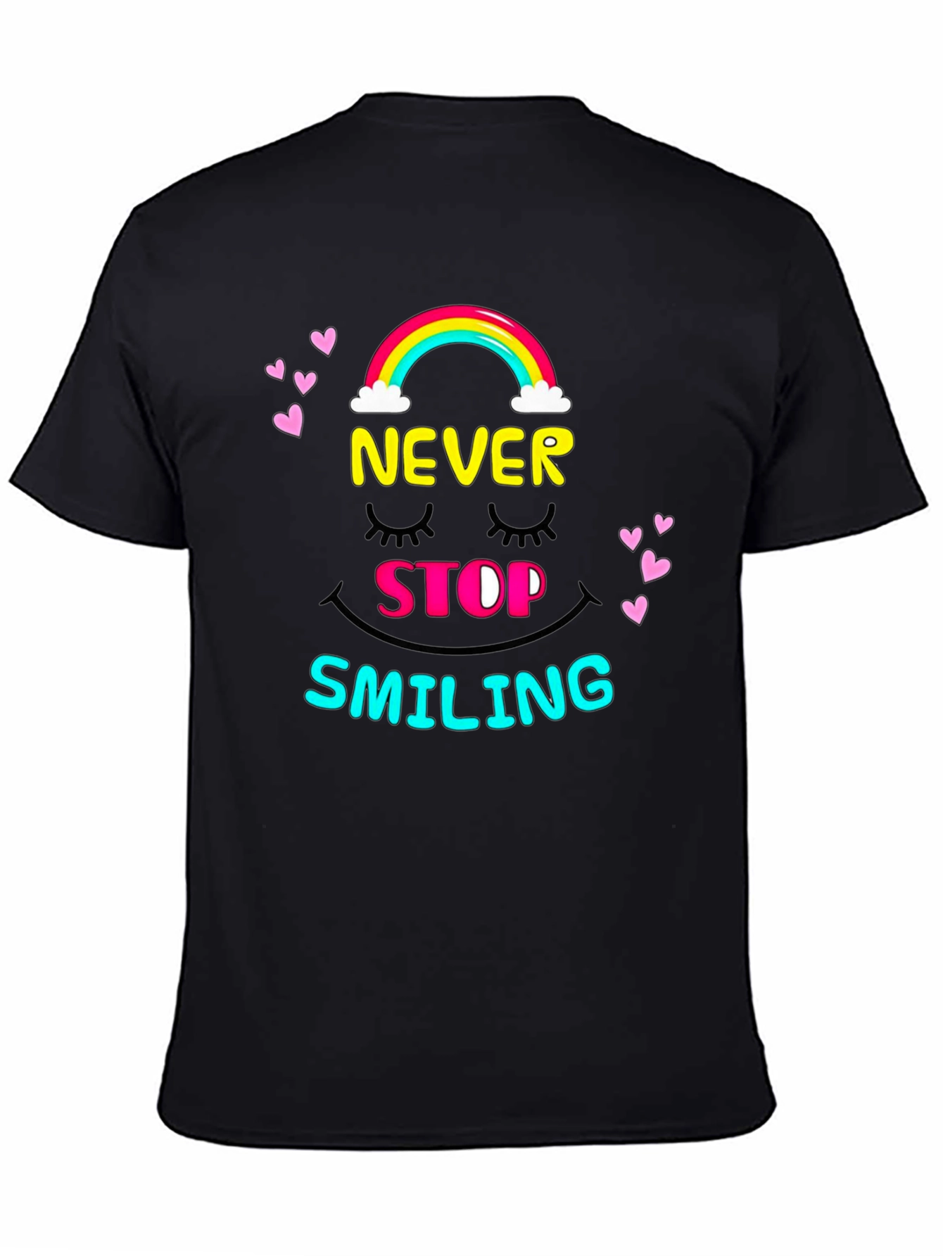 Never Stop Smiling Graphic Tee - Black