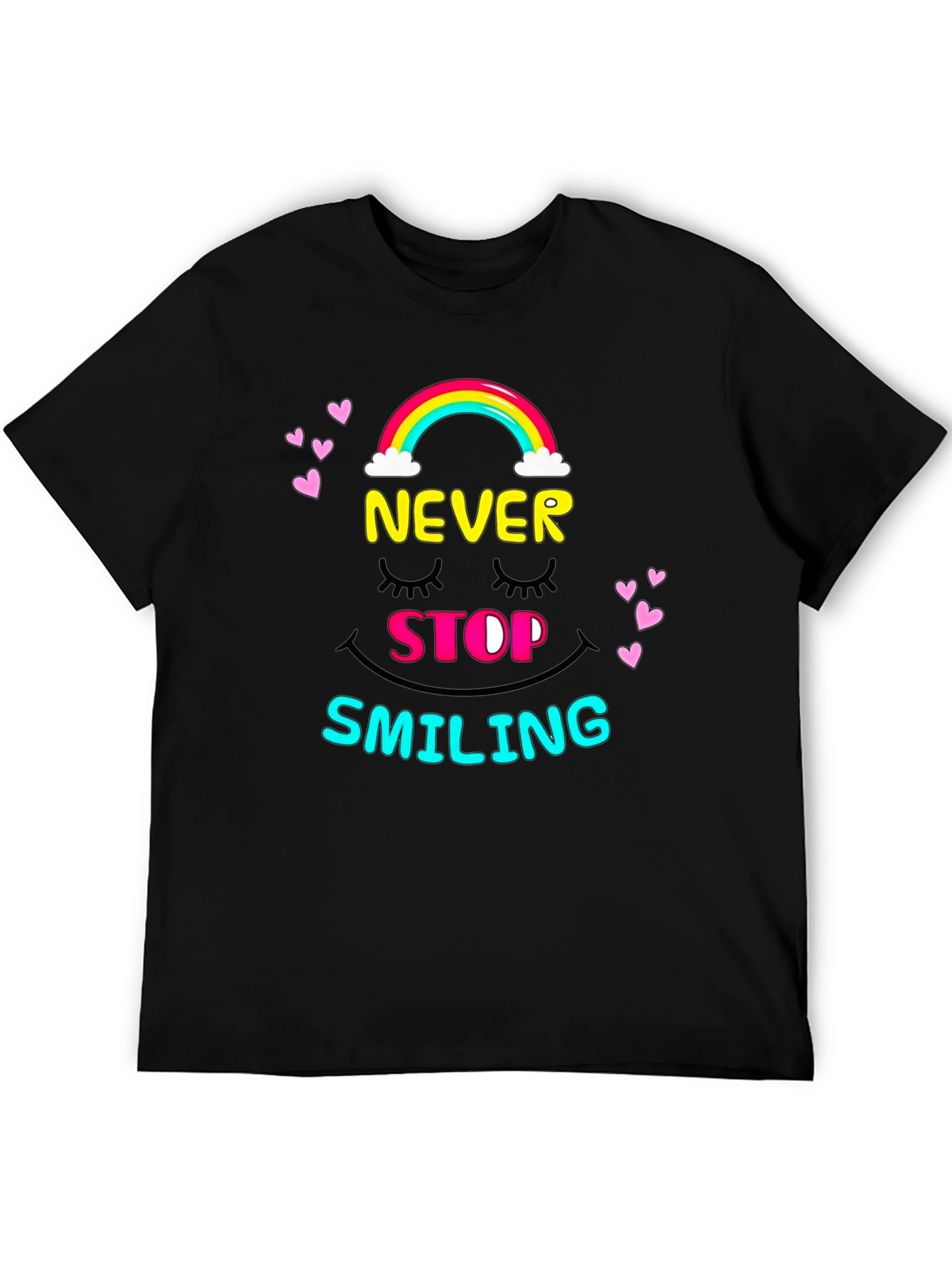 Never Stop Smiling Graphic Tee - Black