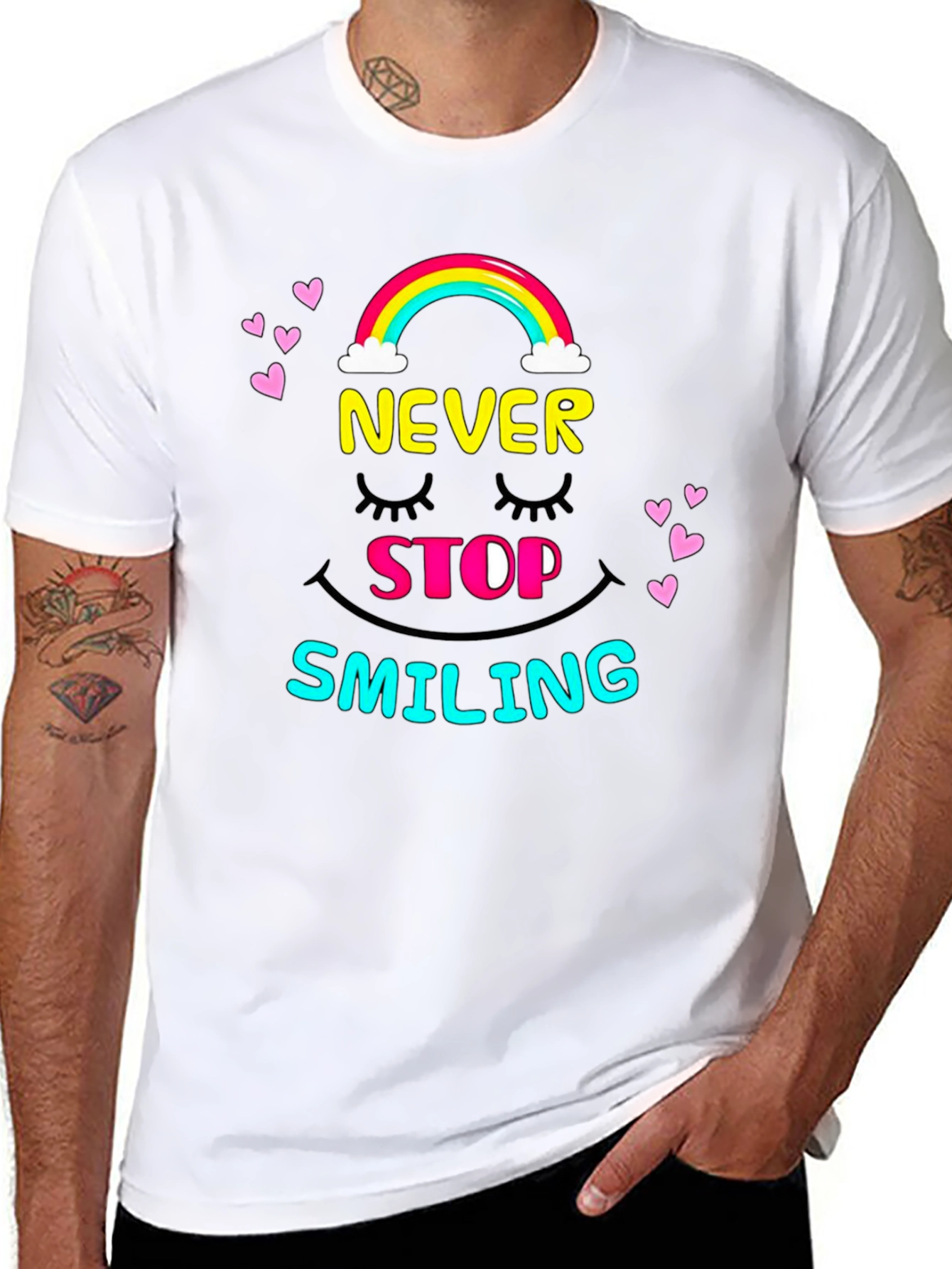 Never Stop Smiling Graphic Tee - Black