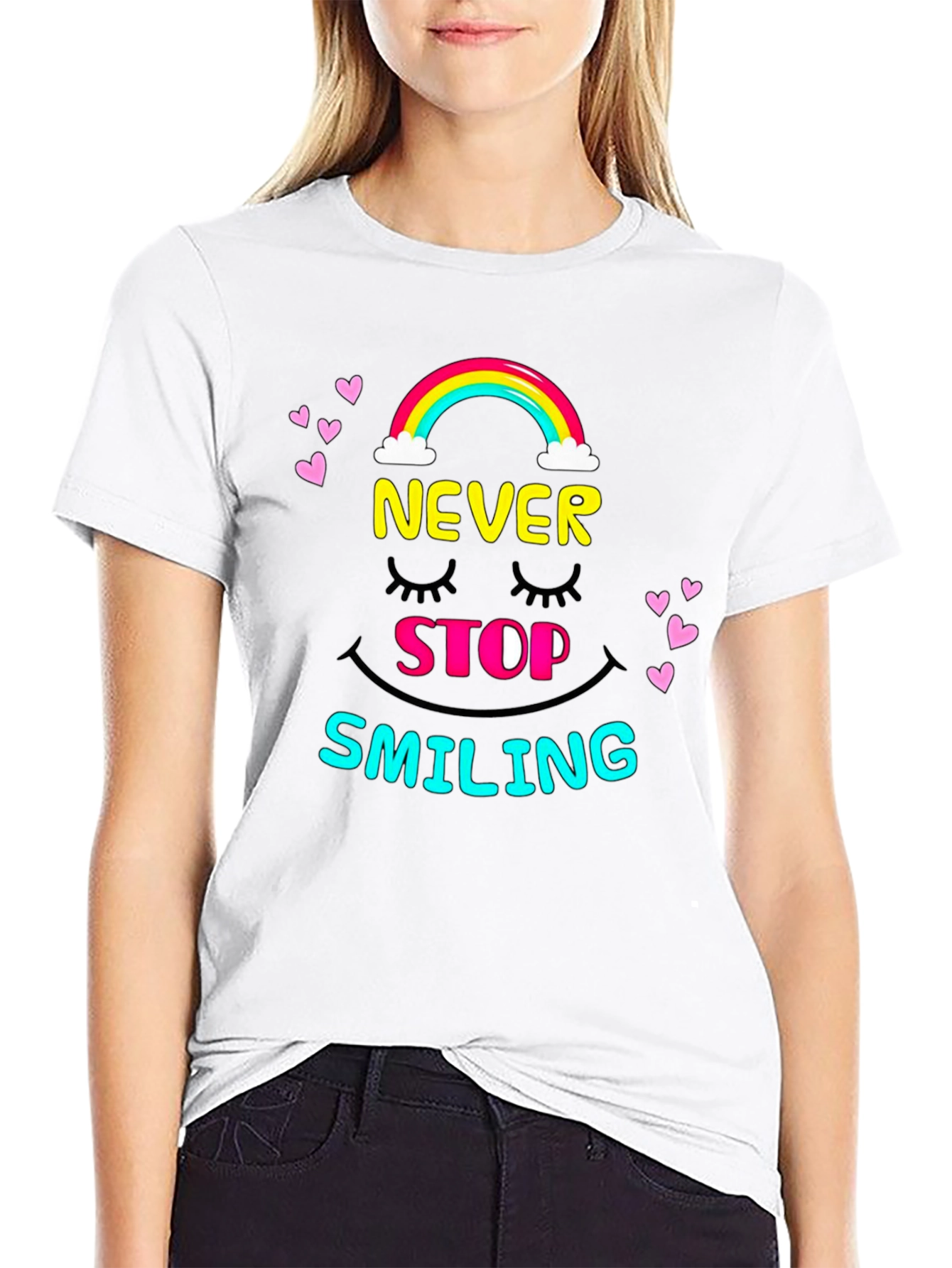 Never Stop Smiling Graphic Tee - Black