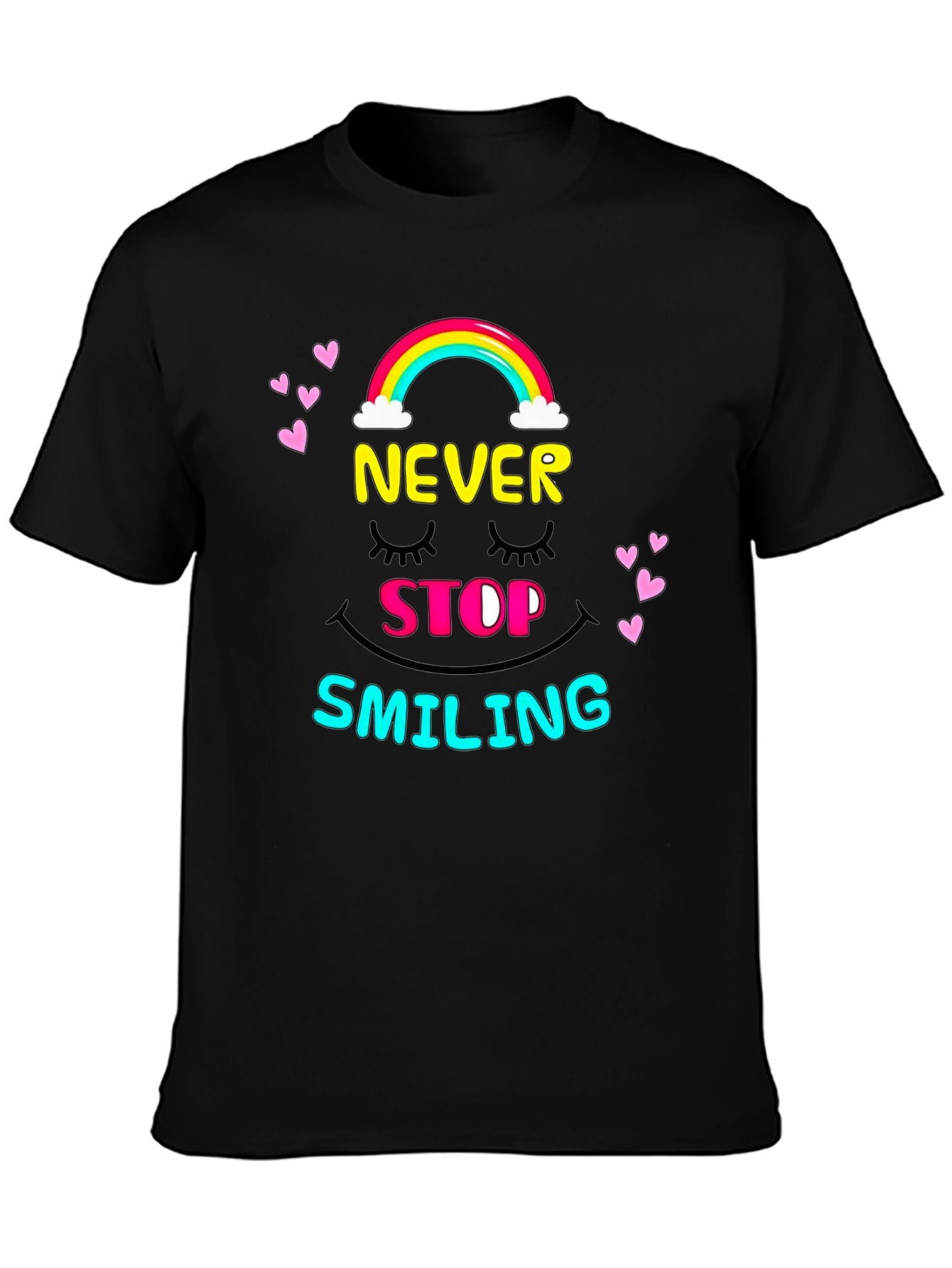 Never Stop Smiling Graphic Tee - Black