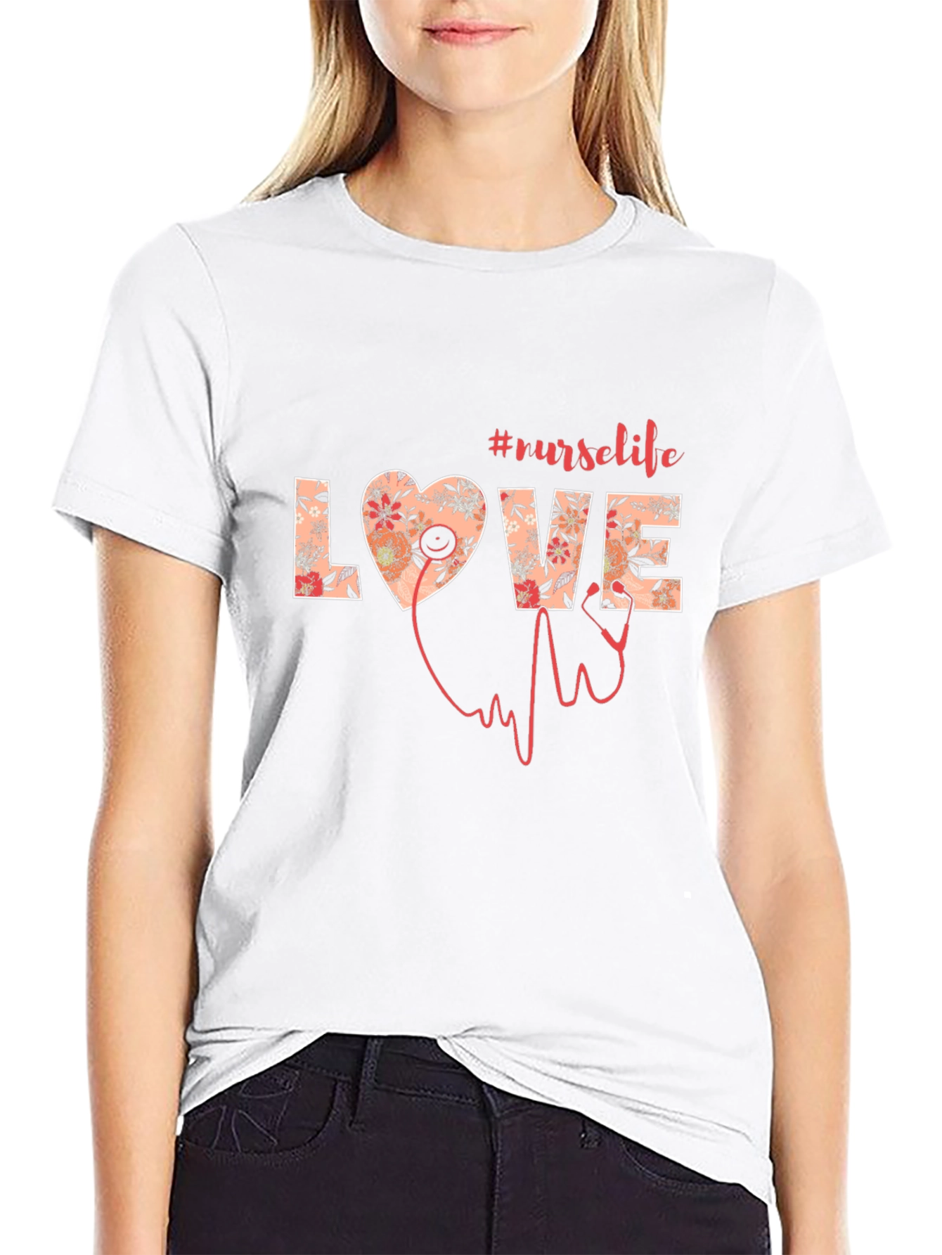 Nurse Life Floral Graphic T-Shirt