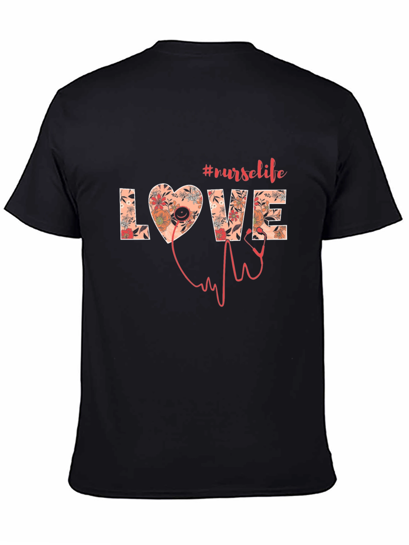 Nurse Life Floral Graphic T-Shirt