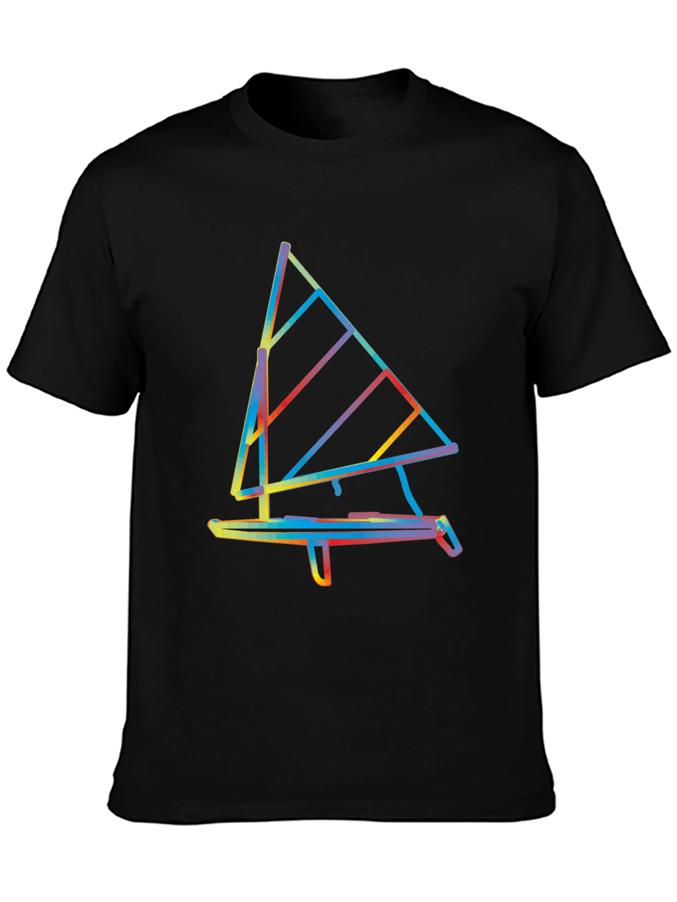 Abstract Windsurf Graphic Tee - Stylish Black T-Shirt