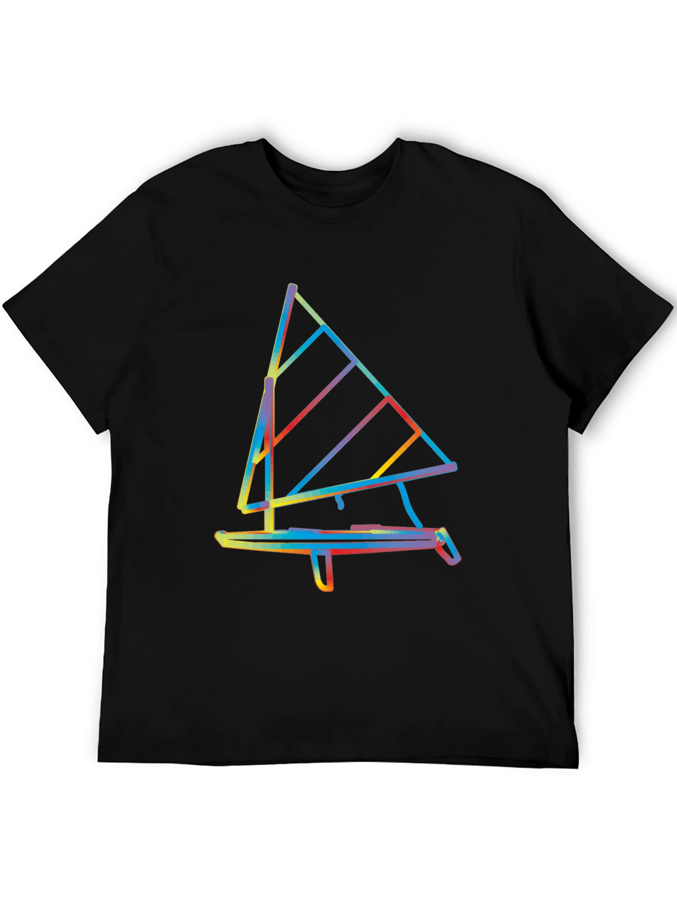 Abstract Windsurf Graphic Tee - Stylish Black T-Shirt