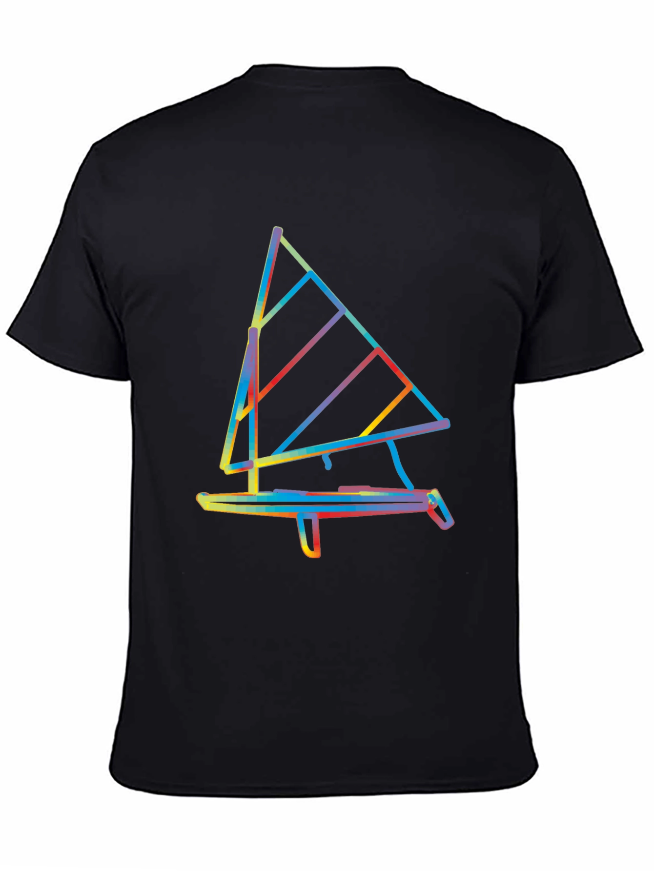 Abstract Windsurf Graphic Tee - Stylish Black T-Shirt