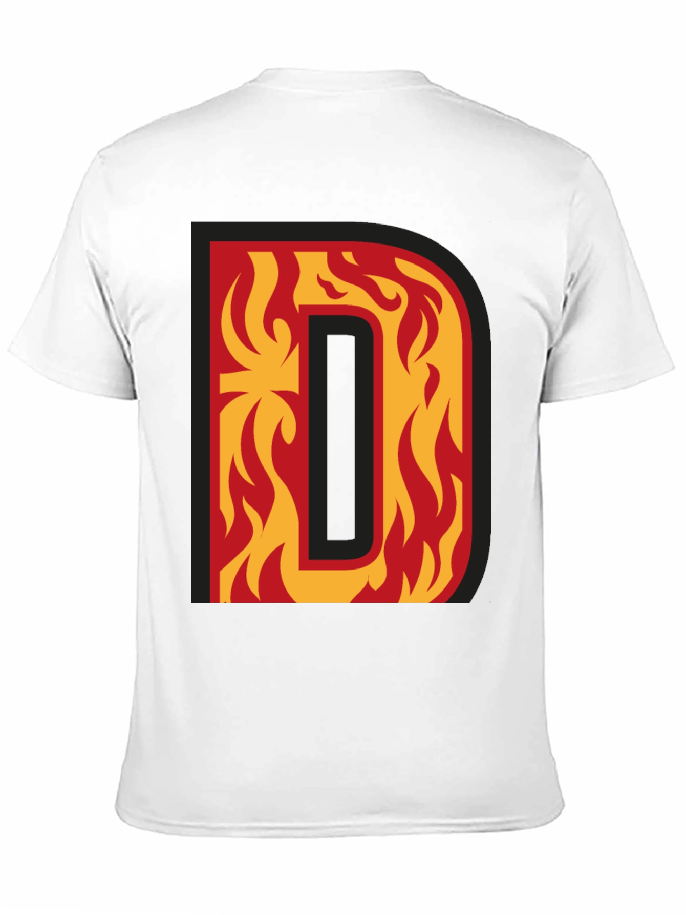 Fiery Letter D Graphic Tee - Bold Black T-Shirt