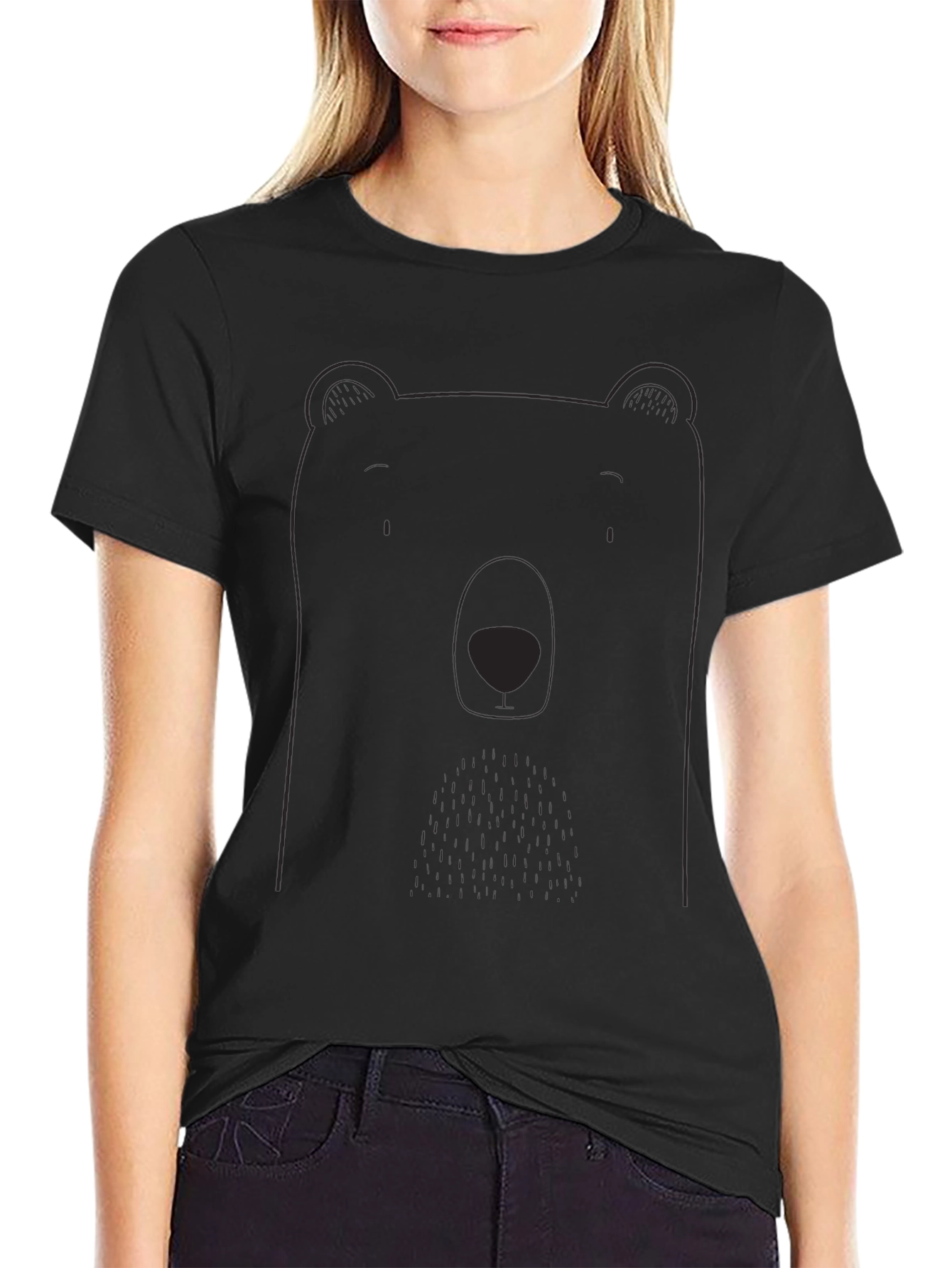 Bear Graphic Tee - Mens Black Casual Shirt