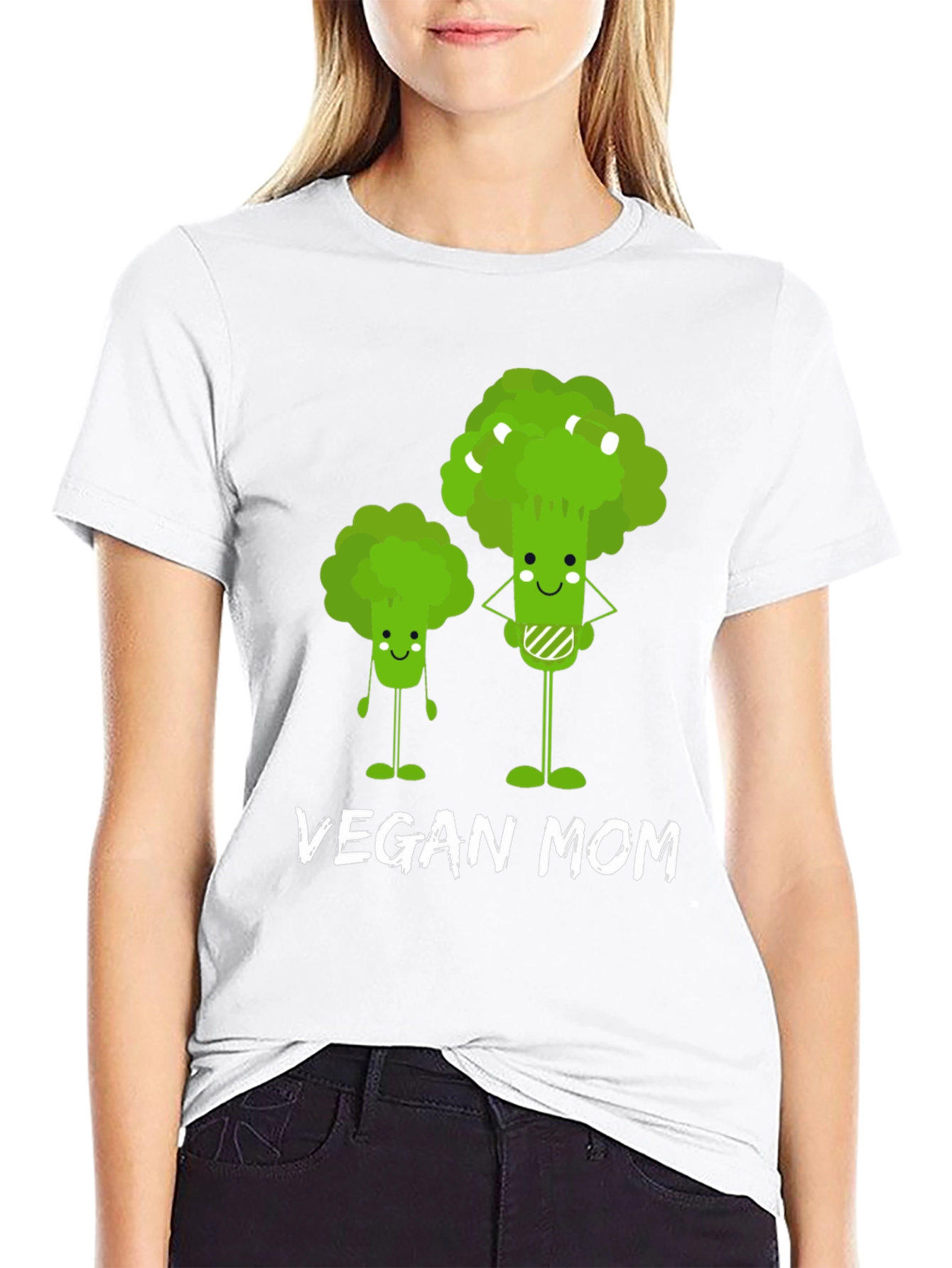 Vegan Mom T-Shirt - Cute Broccoli Design