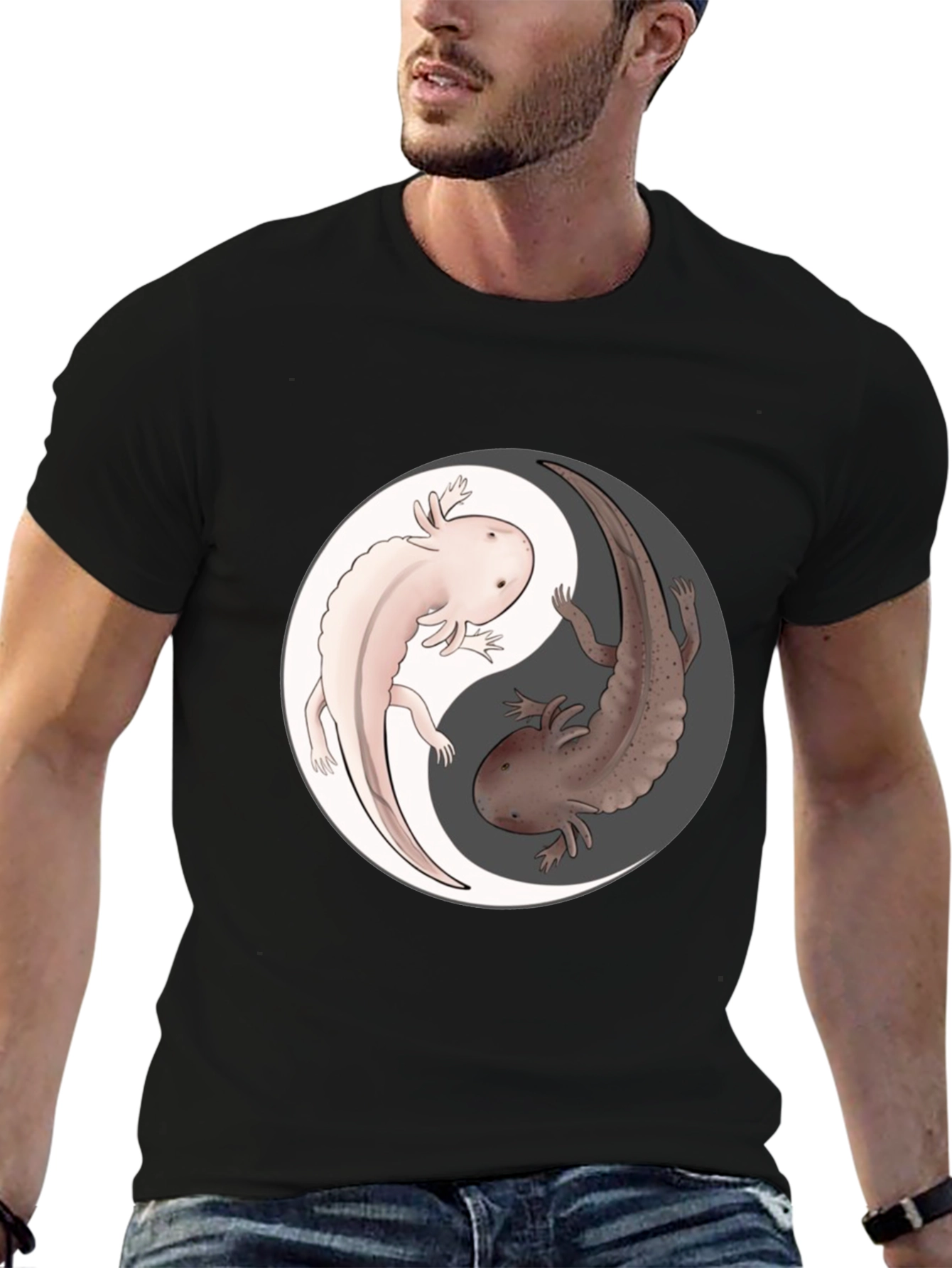 Yin Yang Axolotl Graphic T-Shirt - Harmony & Balance
