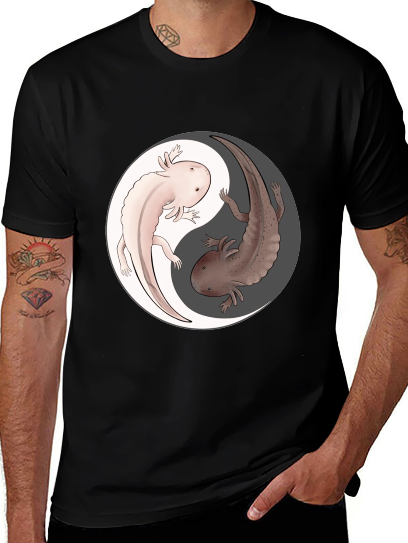 Yin Yang Axolotl Graphic T-Shirt - Harmony & Balance