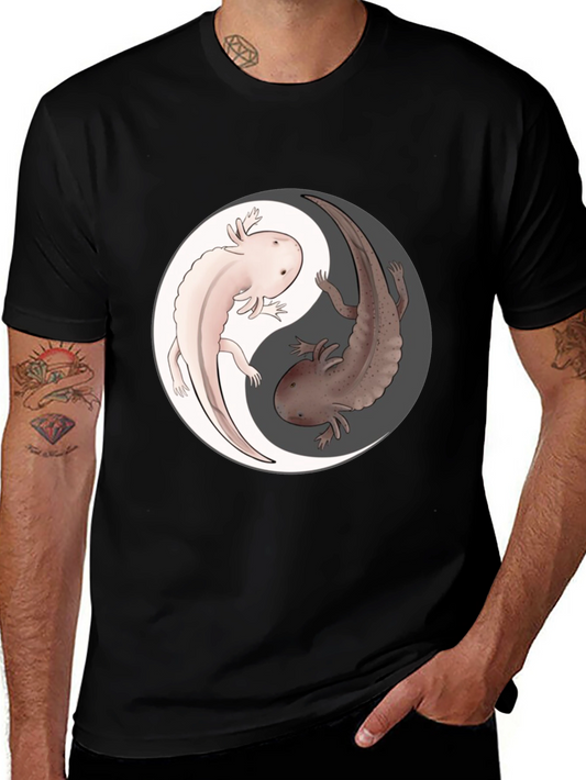 Yin Yang Axolotl Graphic T-Shirt - Harmony & Balance