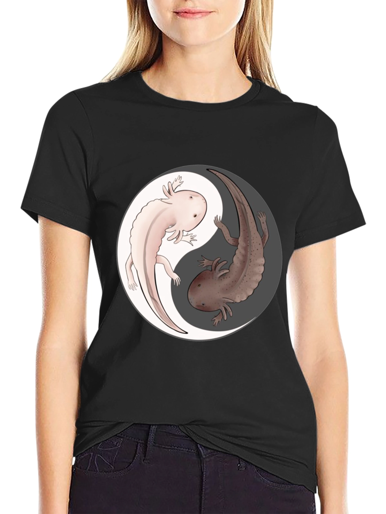 Yin Yang Axolotl Graphic T-Shirt - Harmony & Balance