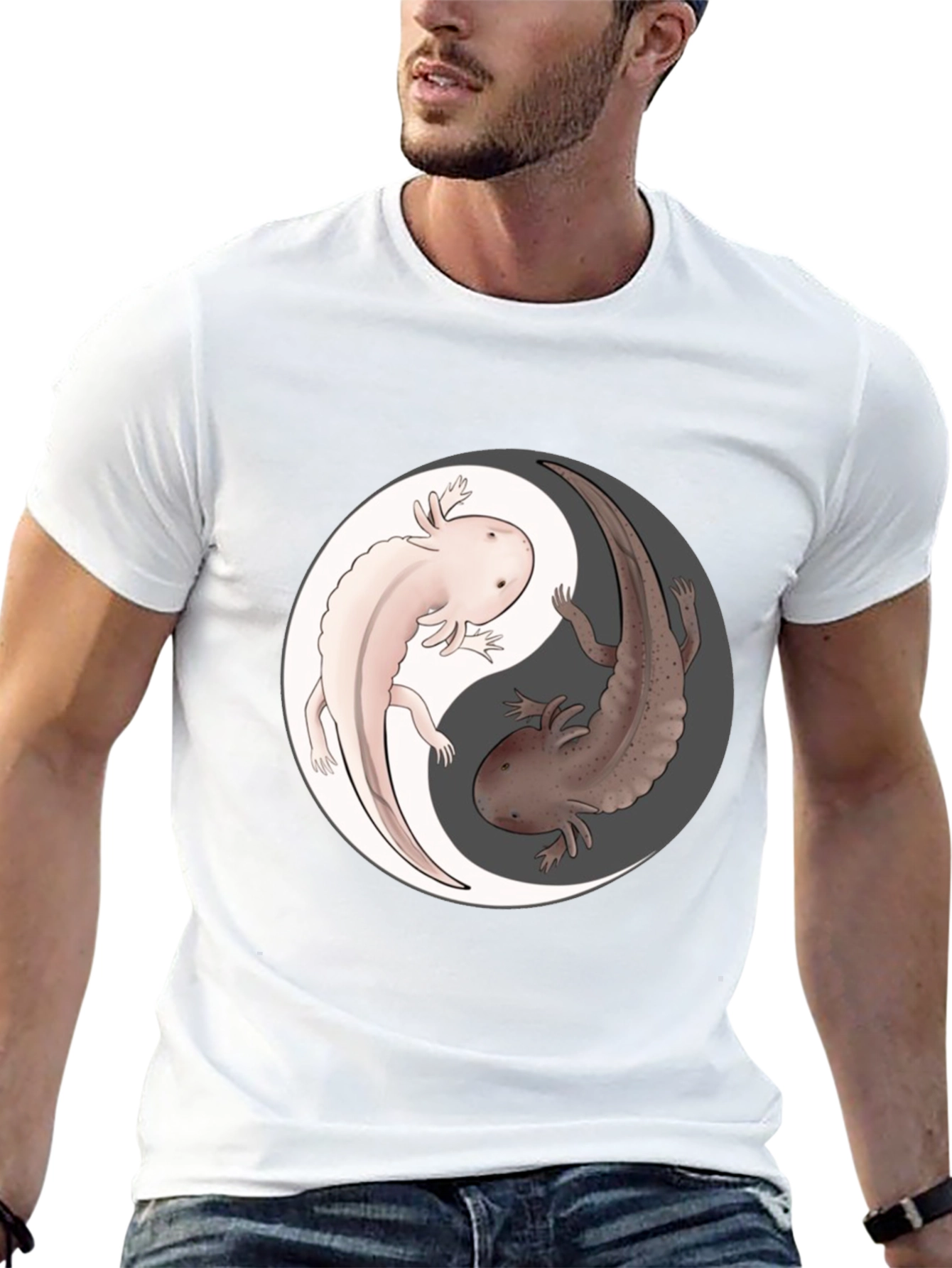 Yin Yang Axolotl Graphic T-Shirt - Harmony & Balance