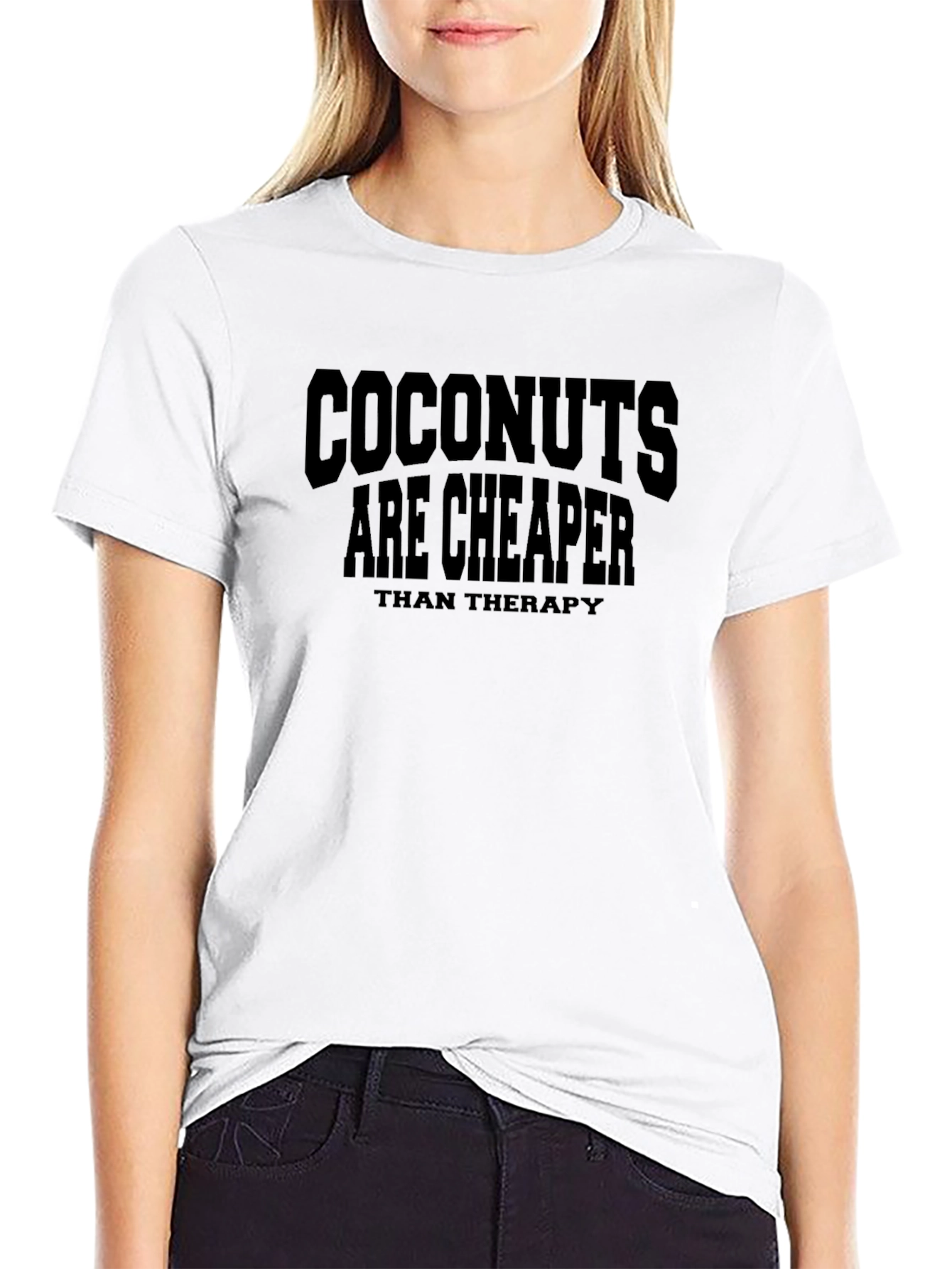 Coconuts Cheaper Than Therapy Novelty Graphic T-Shirt