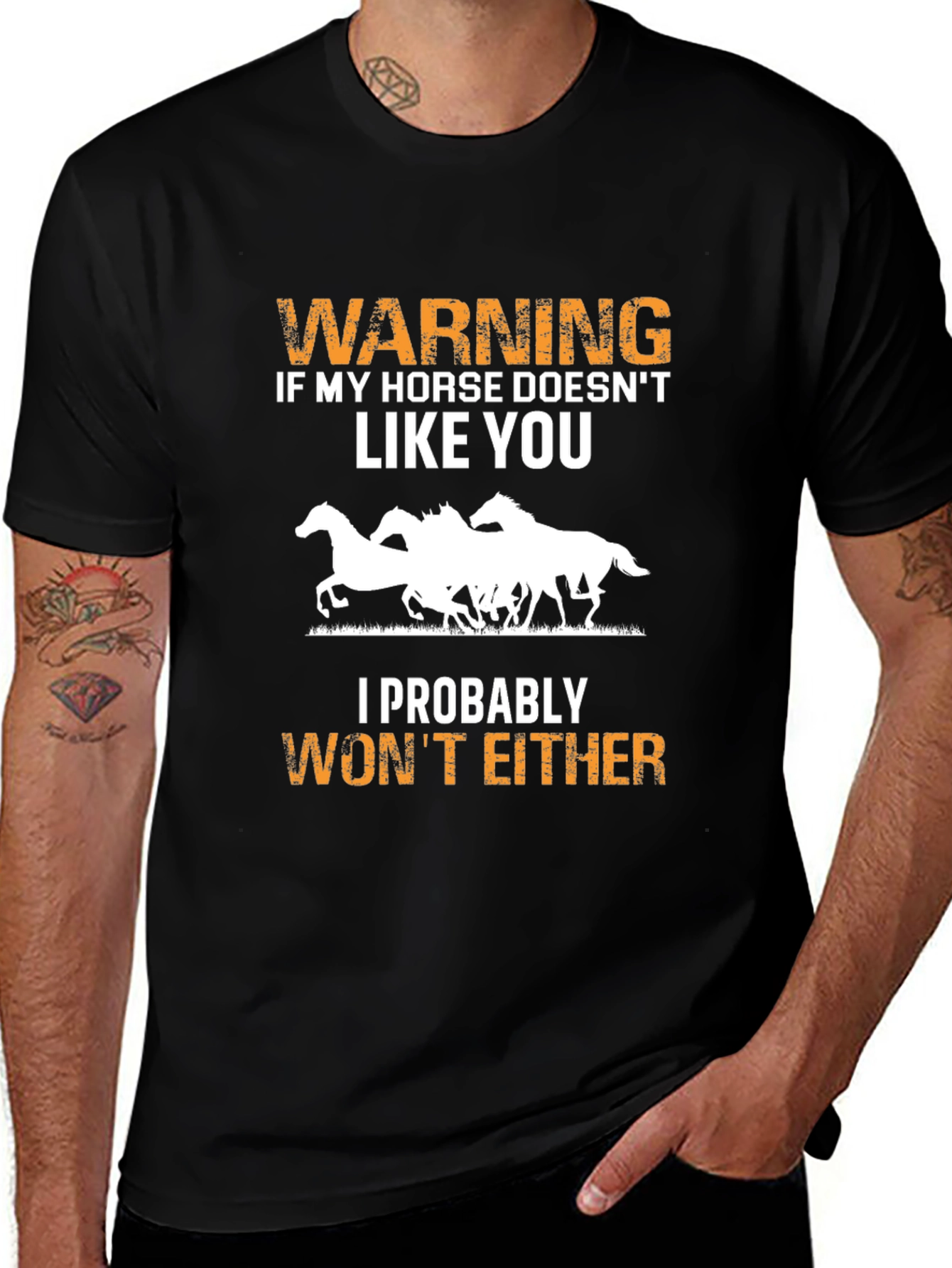 Warning Horse T-Shirt Funny Animal Lover Tee