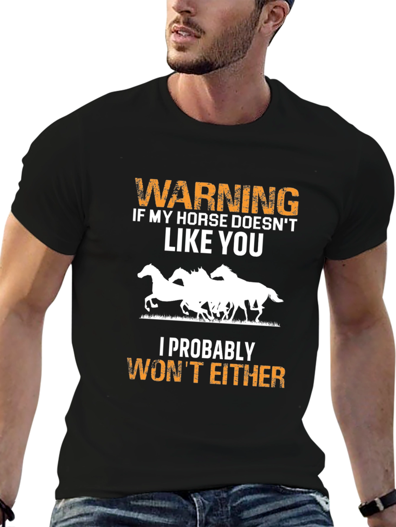 Warning Horse T-Shirt Funny Animal Lover Tee