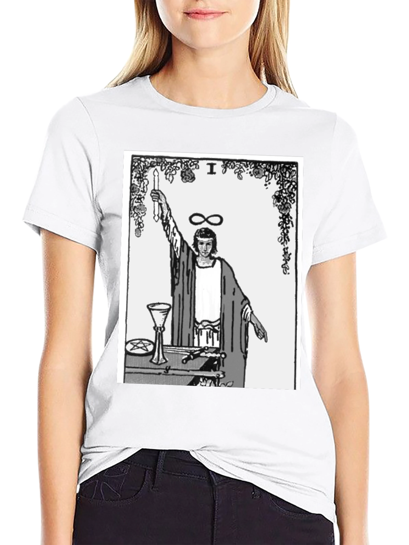 Magician Tarot Card Graphic T-Shirt - Black