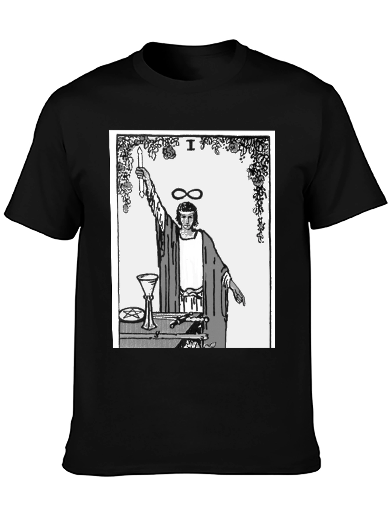 Magician Tarot Card Graphic T-Shirt - Black