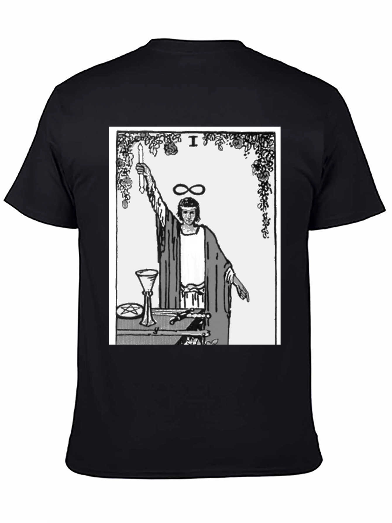 Magician Tarot Card Graphic T-Shirt - Black
