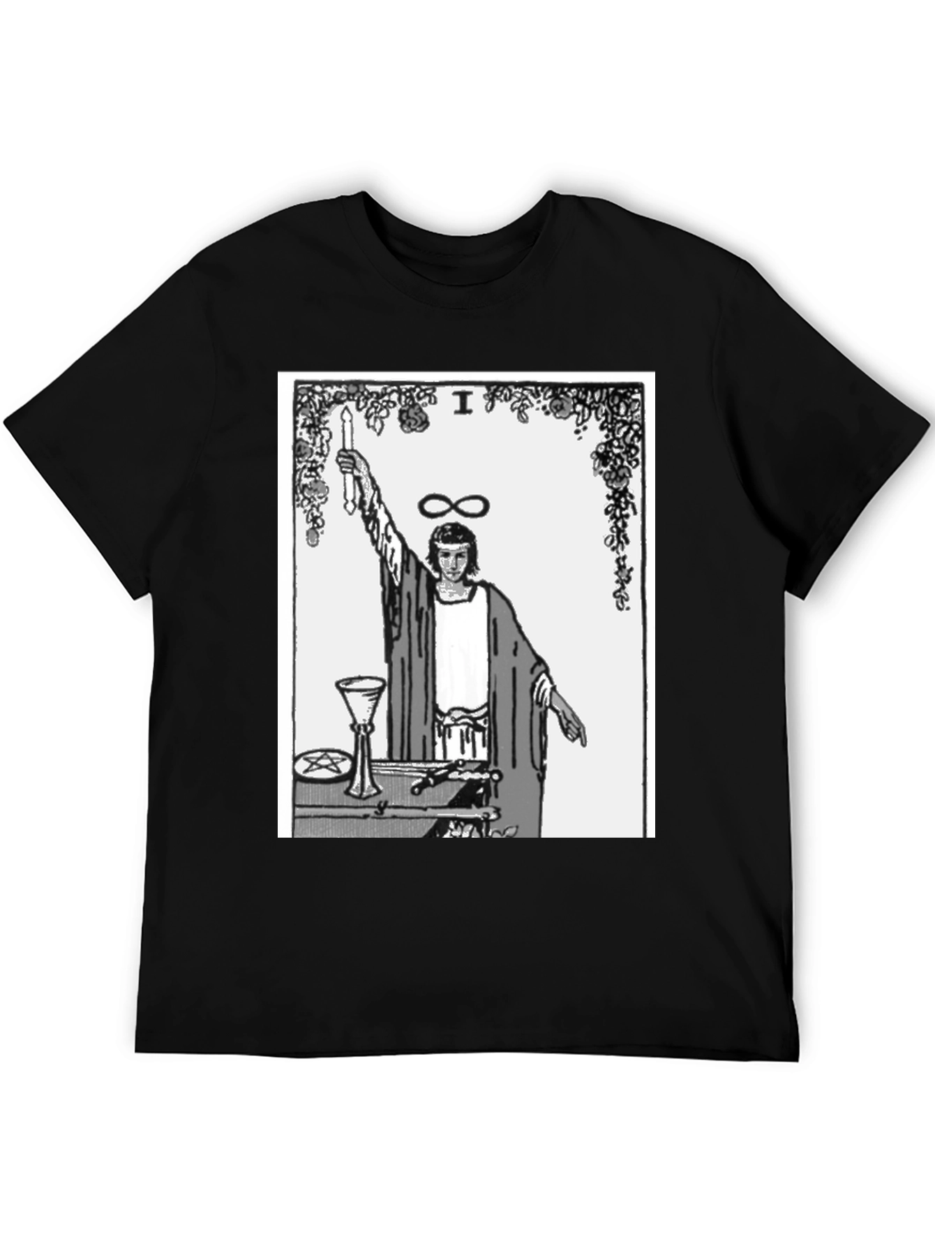 Magician Tarot Card Graphic T-Shirt - Black