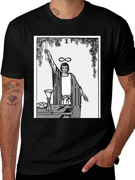 Magician Tarot Card Graphic T-Shirt - Black