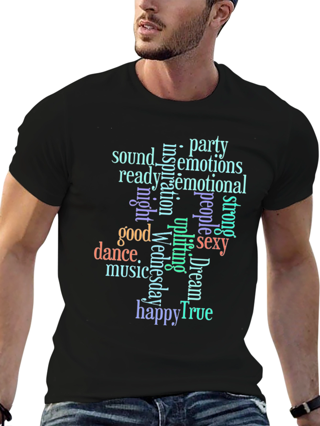 Trendy Word Art Graphic T-Shirt
