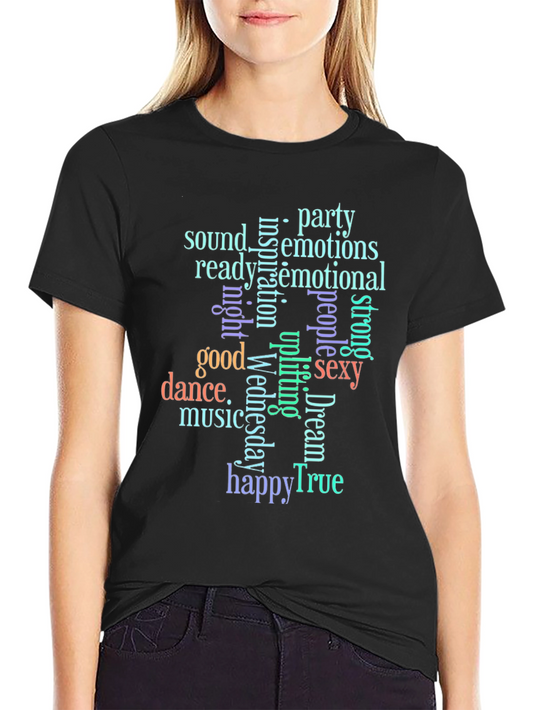 Trendy Word Art Graphic T-Shirt