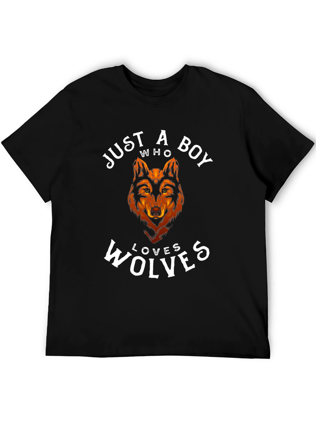 Just a Boy Who Loves Wolves T-Shirt - Black