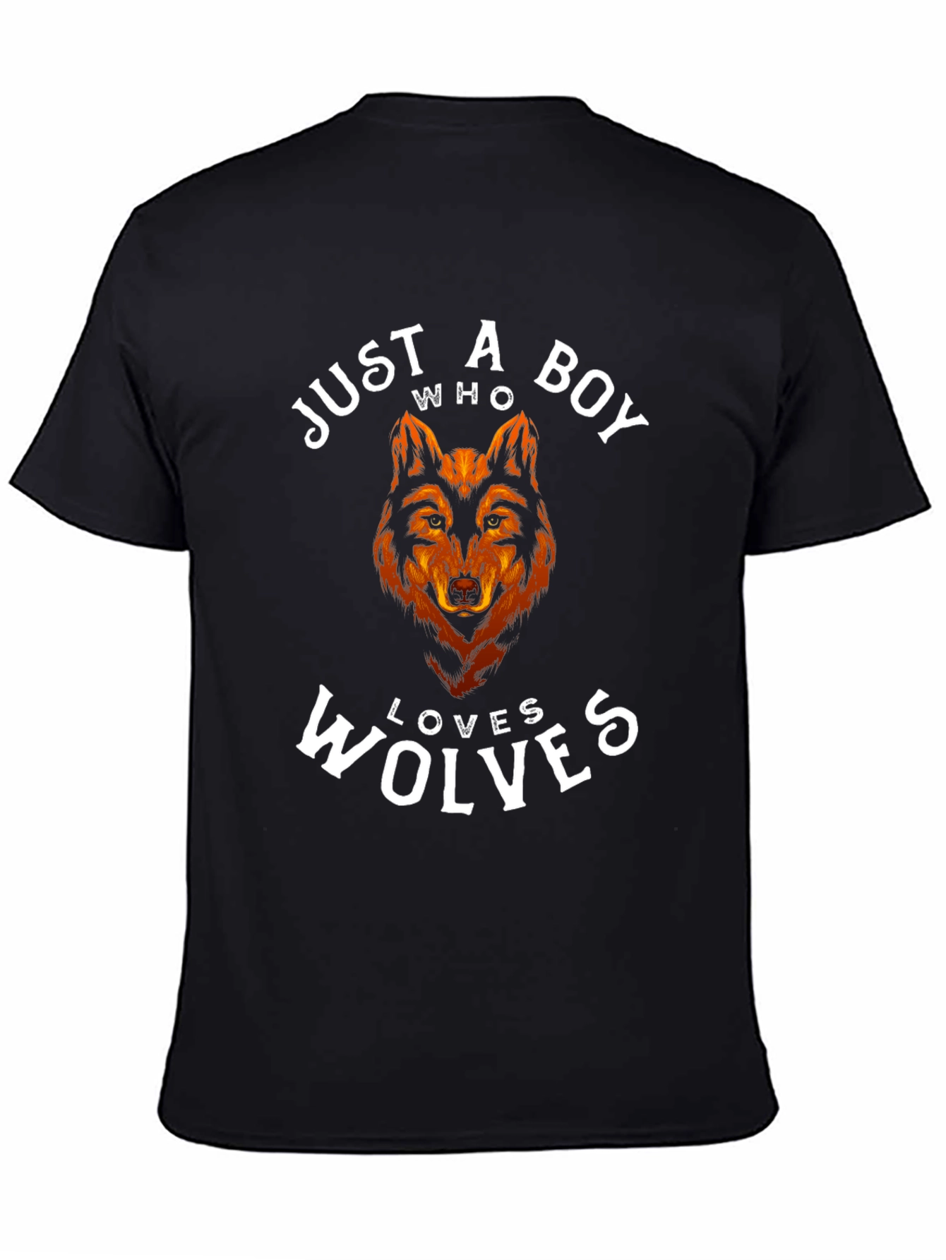 Just a Boy Who Loves Wolves T-Shirt - Black